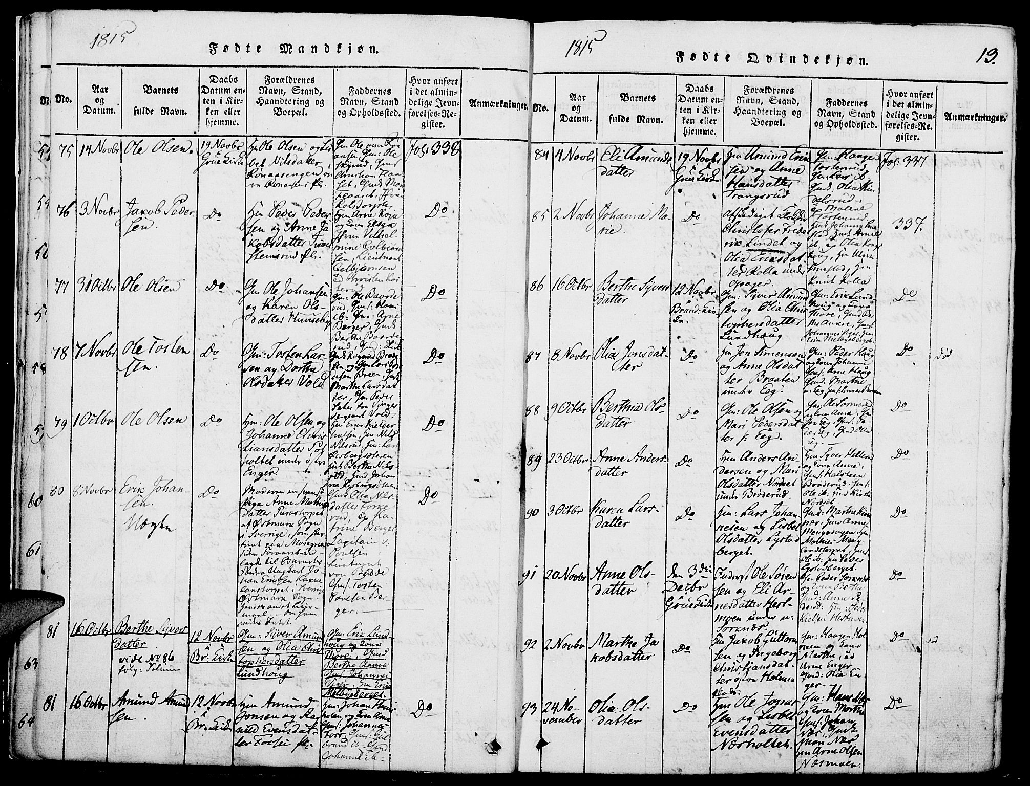 Grue prestekontor, AV/SAH-PREST-036/H/Ha/Haa/L0006: Parish register (official) no. 6, 1814-1830, p. 13