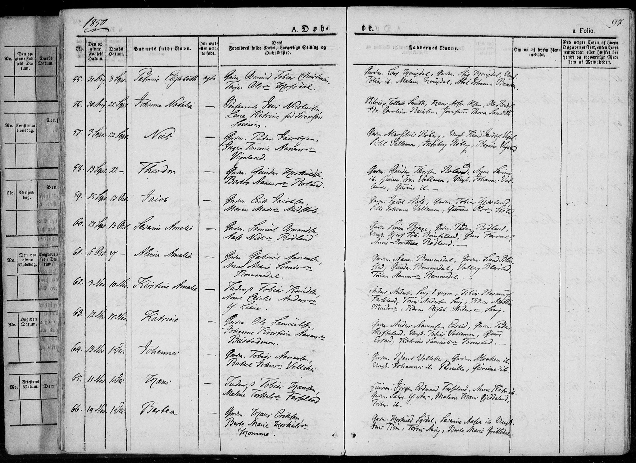 Sør-Audnedal sokneprestkontor, AV/SAK-1111-0039/F/Fa/Fab/L0006: Parish register (official) no. A 6, 1829-1855, p. 97