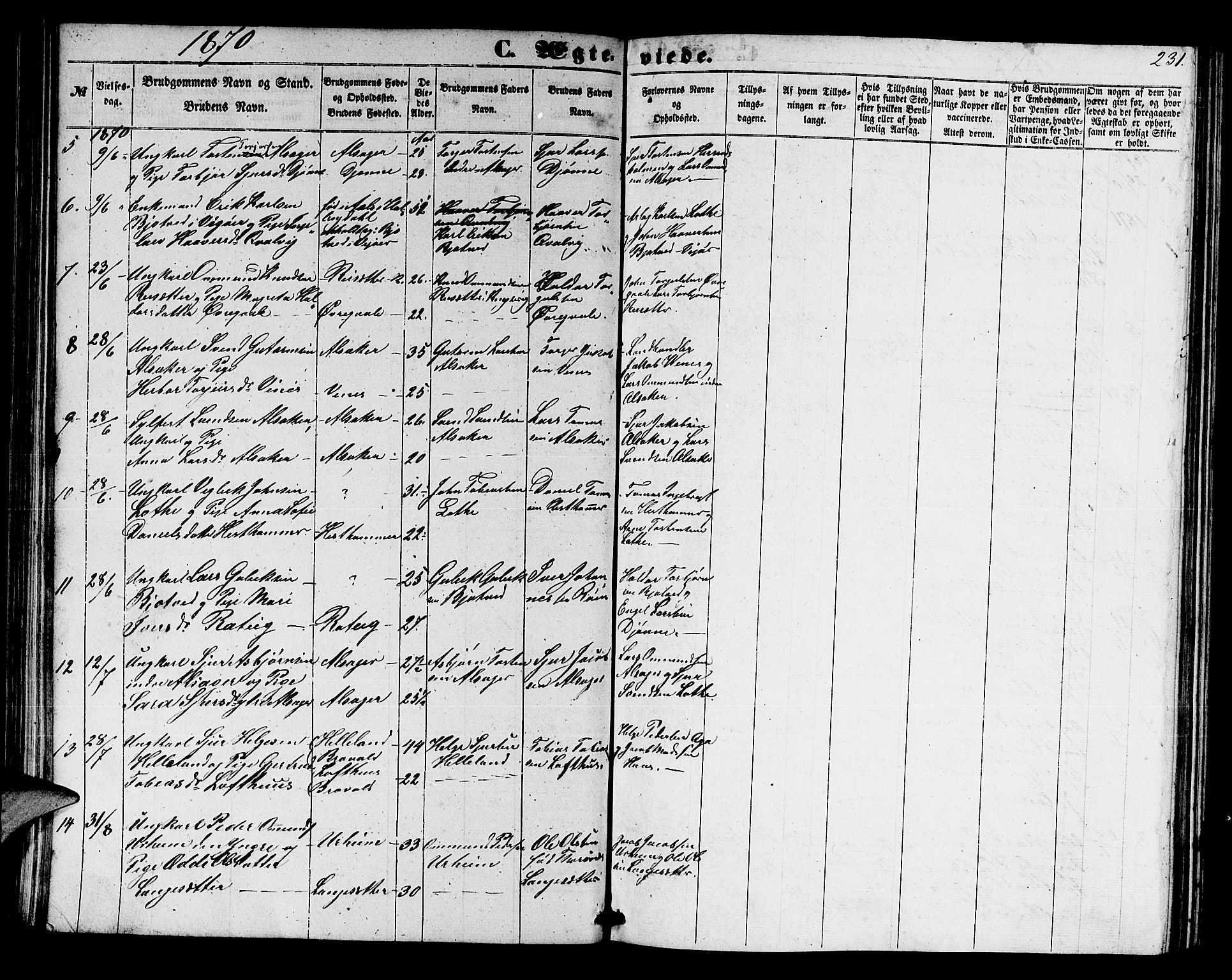 Ullensvang sokneprestembete, SAB/A-78701/H/Hab: Parish register (copy) no. E 6, 1857-1886, p. 231