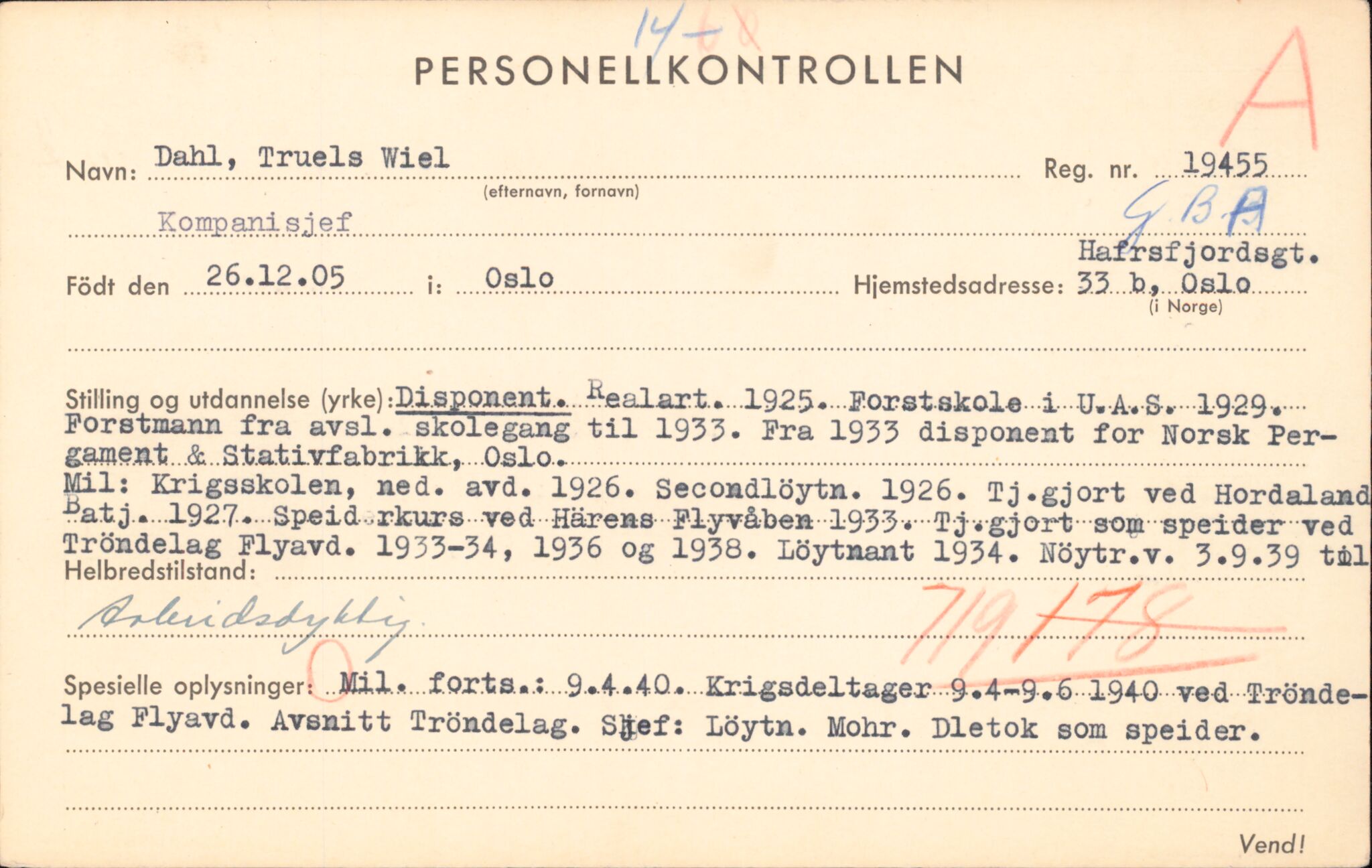 Forsvaret, Forsvarets overkommando/Luftforsvarsstaben, AV/RA-RAFA-4079/P/Pa/L0013: Personellmapper, 1905, p. 51