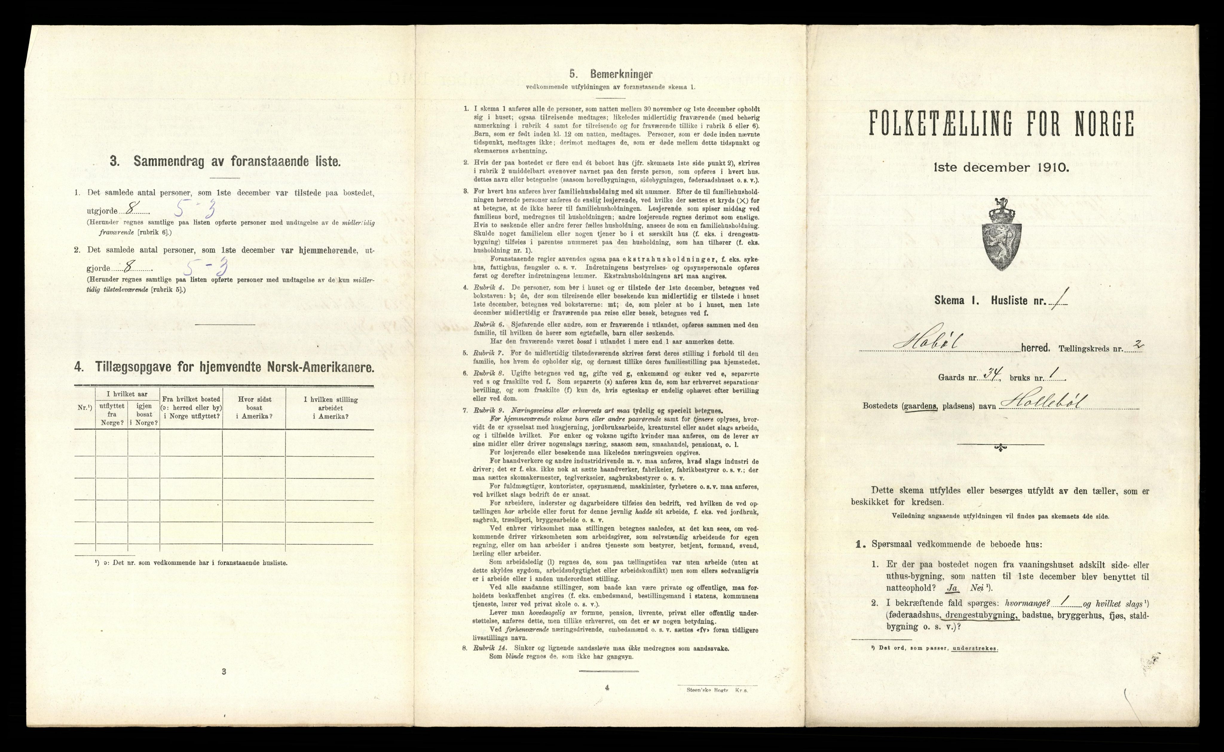 RA, 1910 census for Hobøl, 1910, p. 306