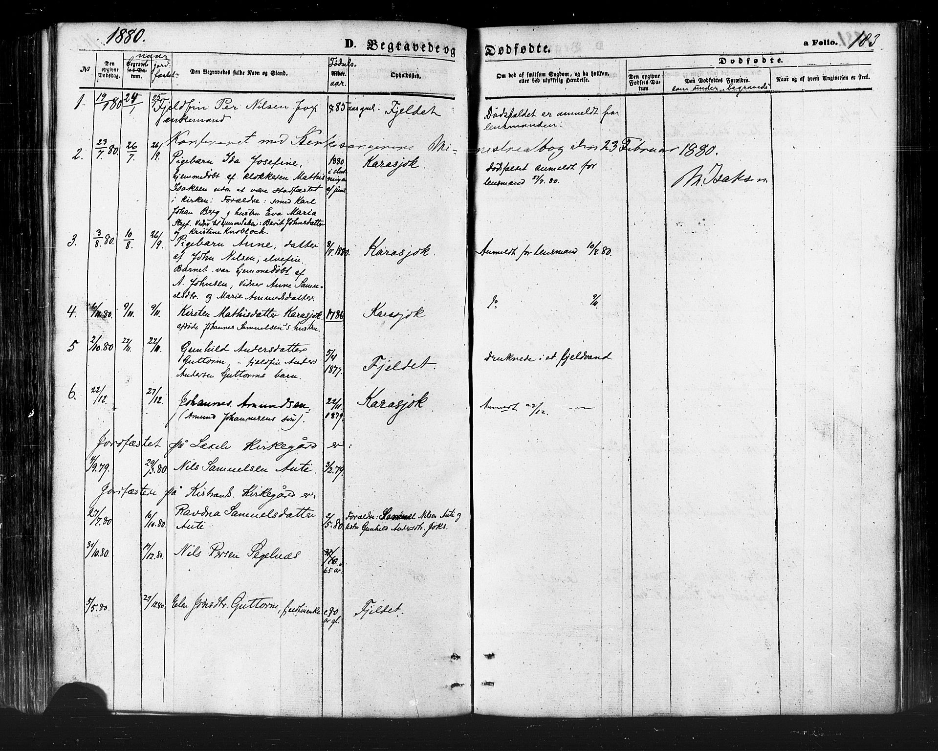 Karasjok sokneprestkontor, SATØ/S-1352/H/Ha/L0001kirke: Parish register (official) no. 1, 1872-1884, p. 183