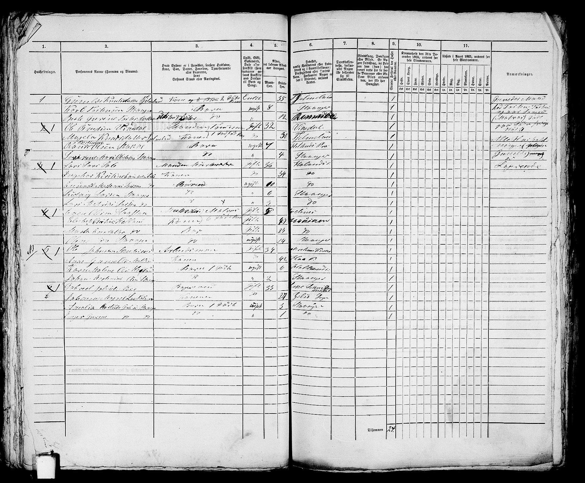 RA, 1865 census for Stavanger, 1865, p. 1114