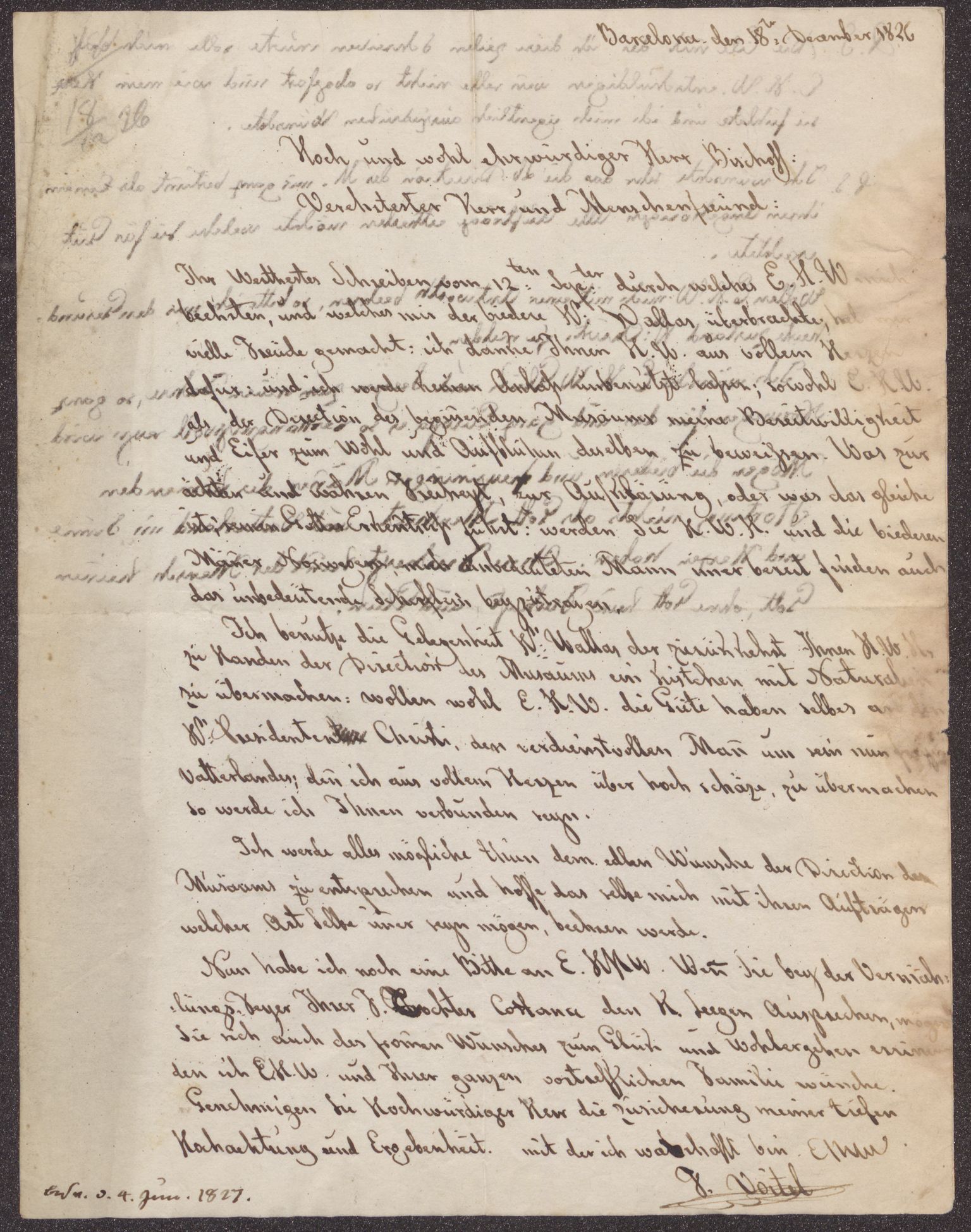 Bergens Museum, UMB/A007/D/Da/L0001/0003: Innkommende brev 1822 - 1826 / Innkommende brev 1826, 1826