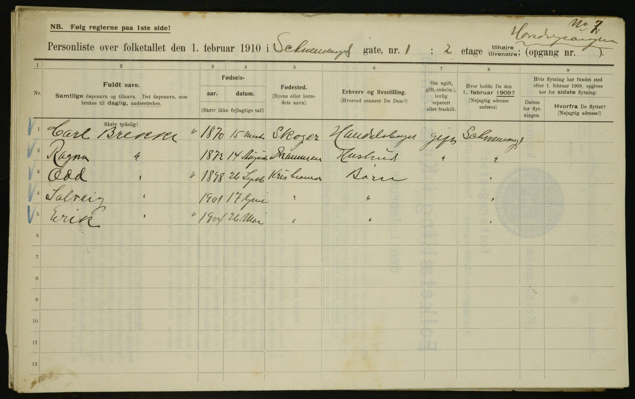 OBA, Municipal Census 1910 for Kristiania, 1910, p. 88504