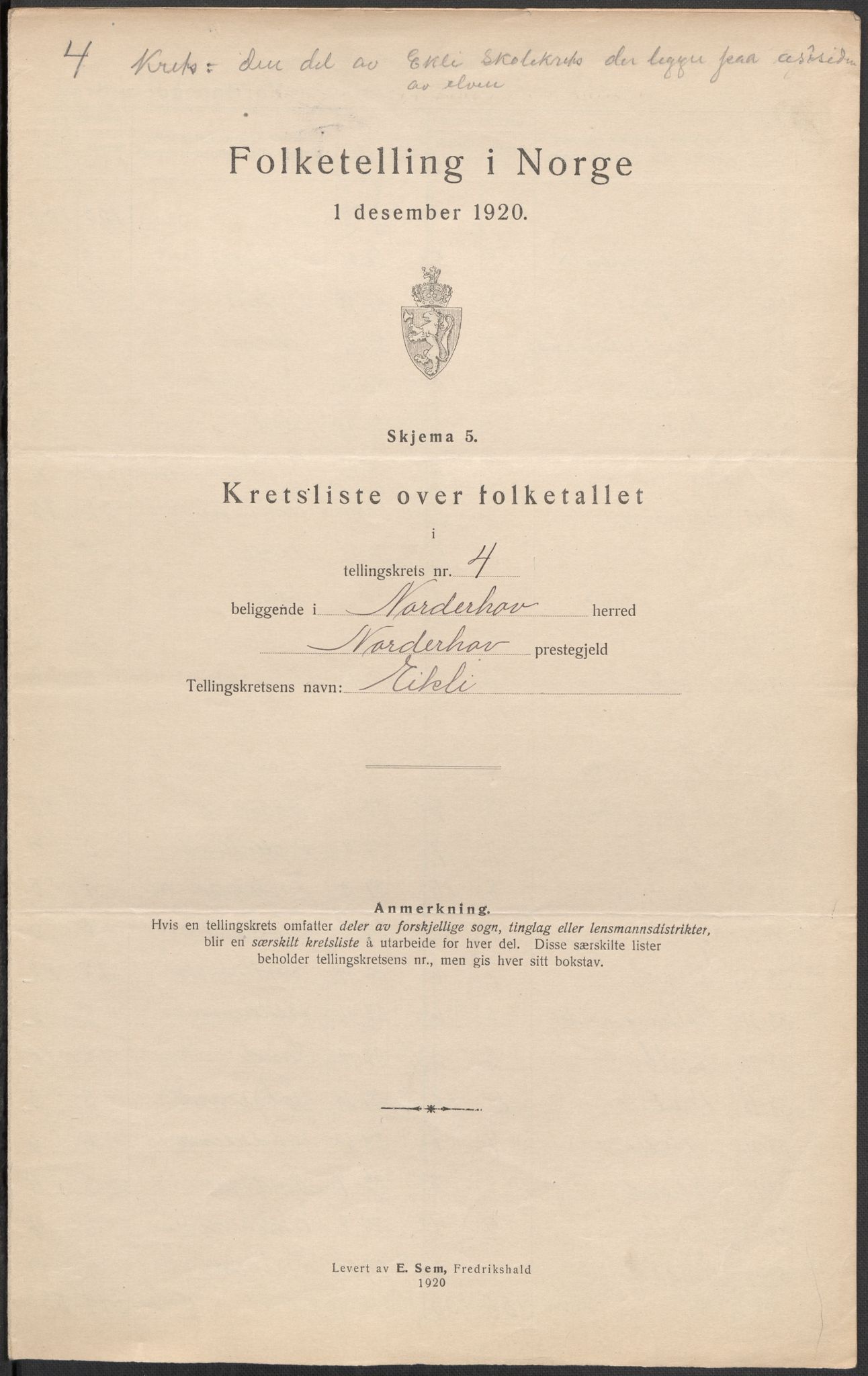 SAKO, 1920 census for Norderhov, 1920, p. 15