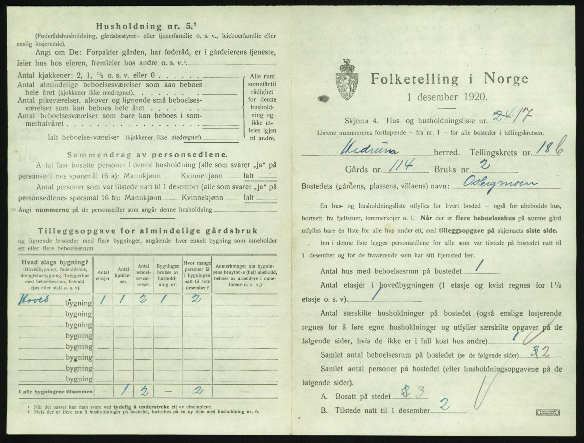 SAKO, 1920 census for Hedrum, 1920, p. 1641