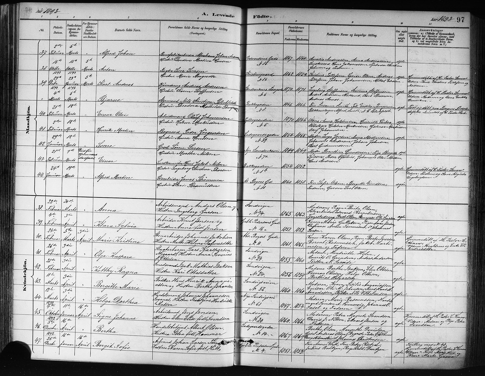 Sandviken Sokneprestembete, AV/SAB-A-77601/H/Hb/L0002: Parish register (copy) no. A 3, 1888-1902, p. 97