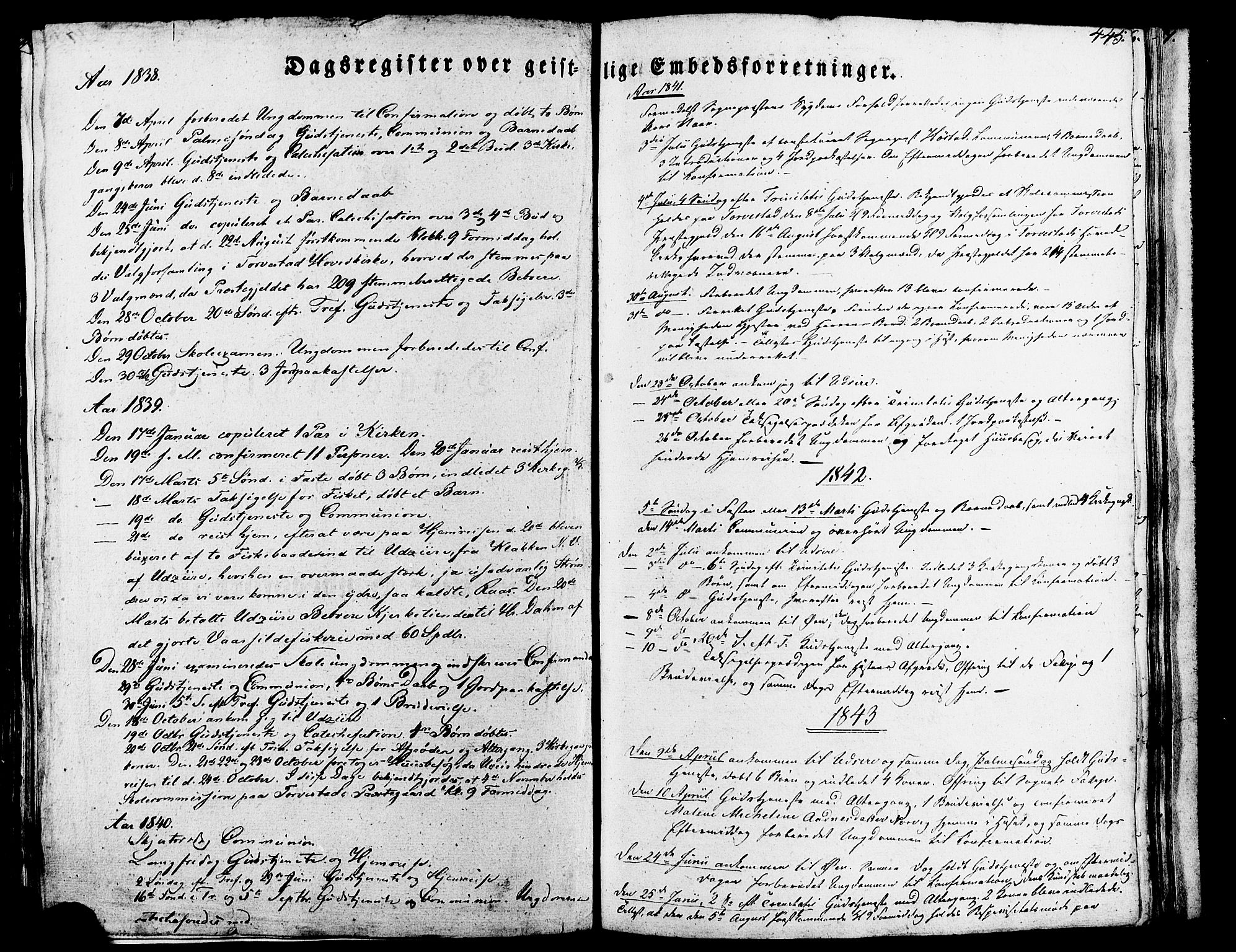 Torvastad sokneprestkontor, SAST/A -101857/H/Ha/Haa/L0007: Parish register (official) no. A 7, 1838-1882, p. 445