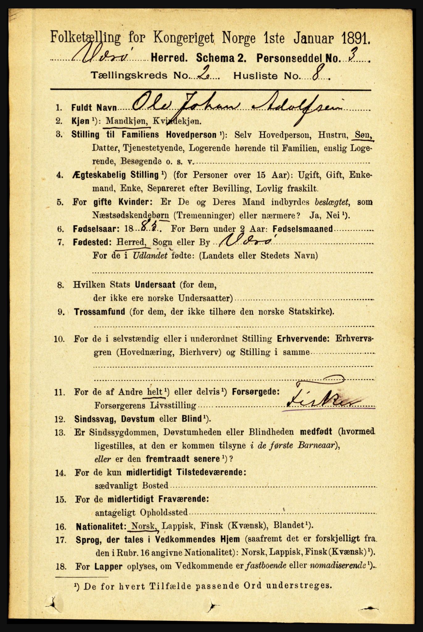 RA, 1891 census for 1857 Værøy, 1891, p. 363