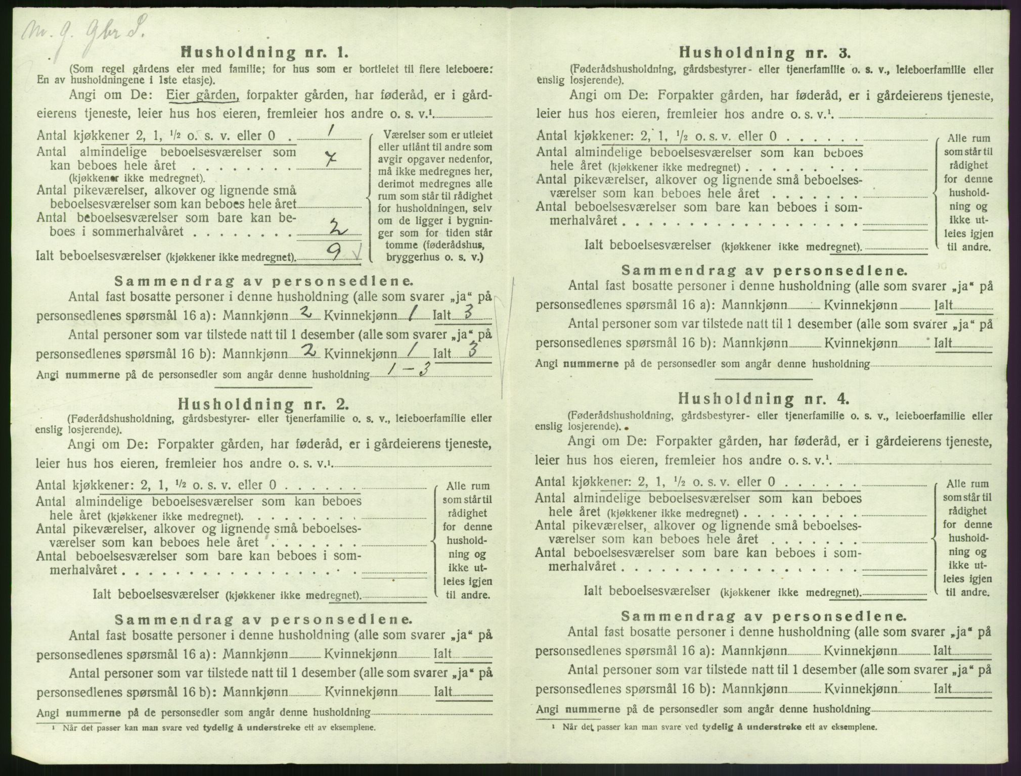 SAK, 1920 census for Bjelland, 1920, p. 40