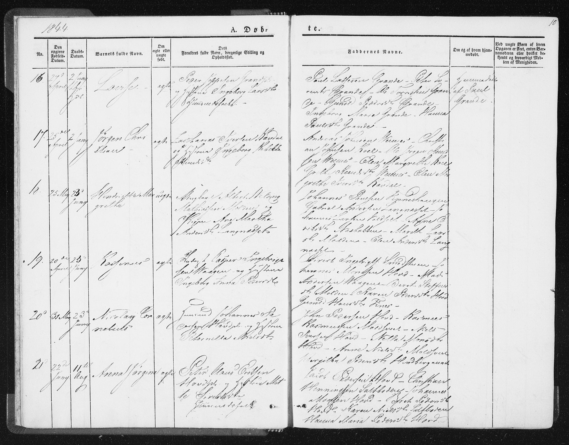 Ministerialprotokoller, klokkerbøker og fødselsregistre - Nord-Trøndelag, AV/SAT-A-1458/744/L0418: Parish register (official) no. 744A02, 1843-1866, p. 10