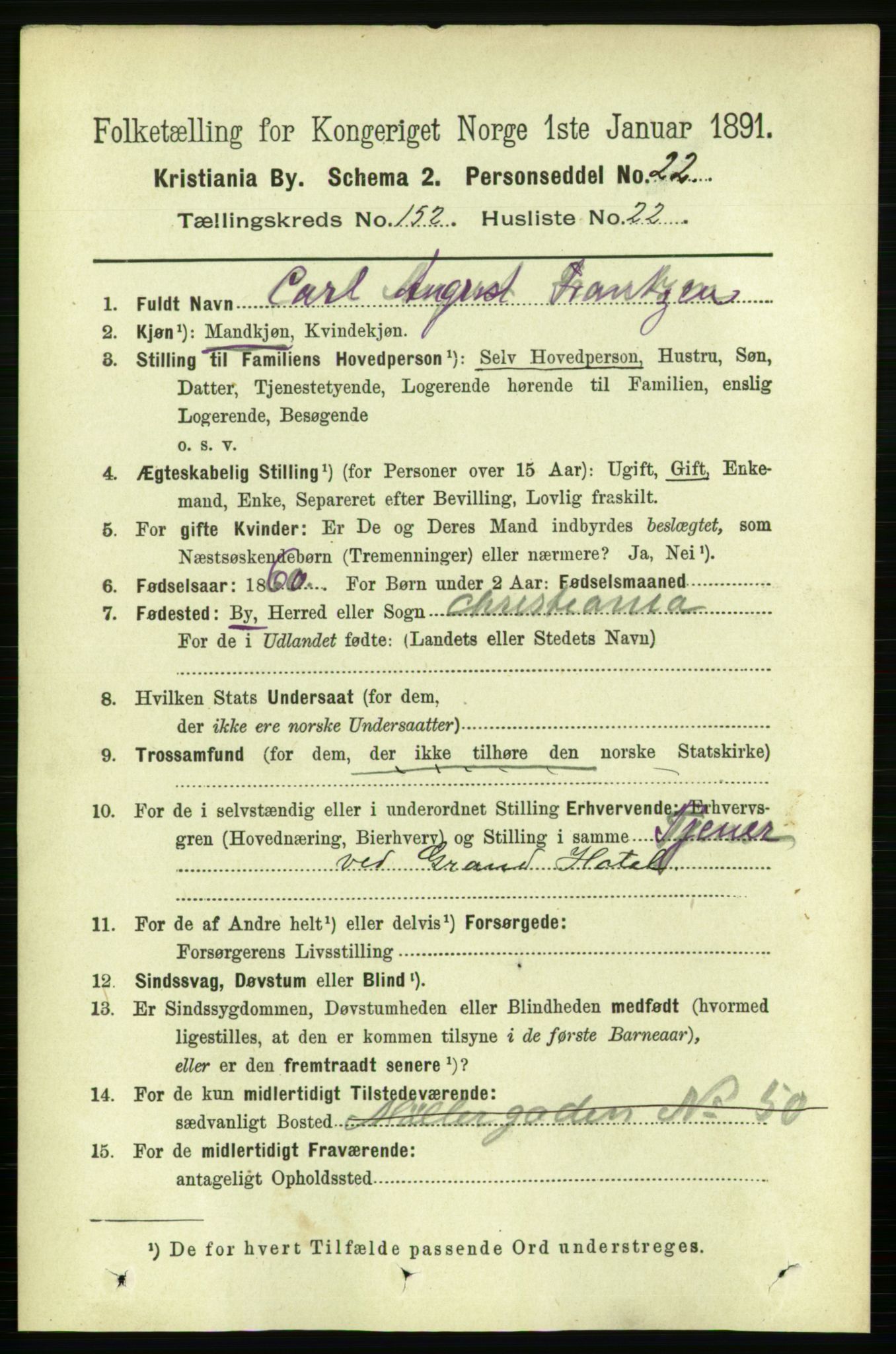 RA, 1891 census for 0301 Kristiania, 1891, p. 85864