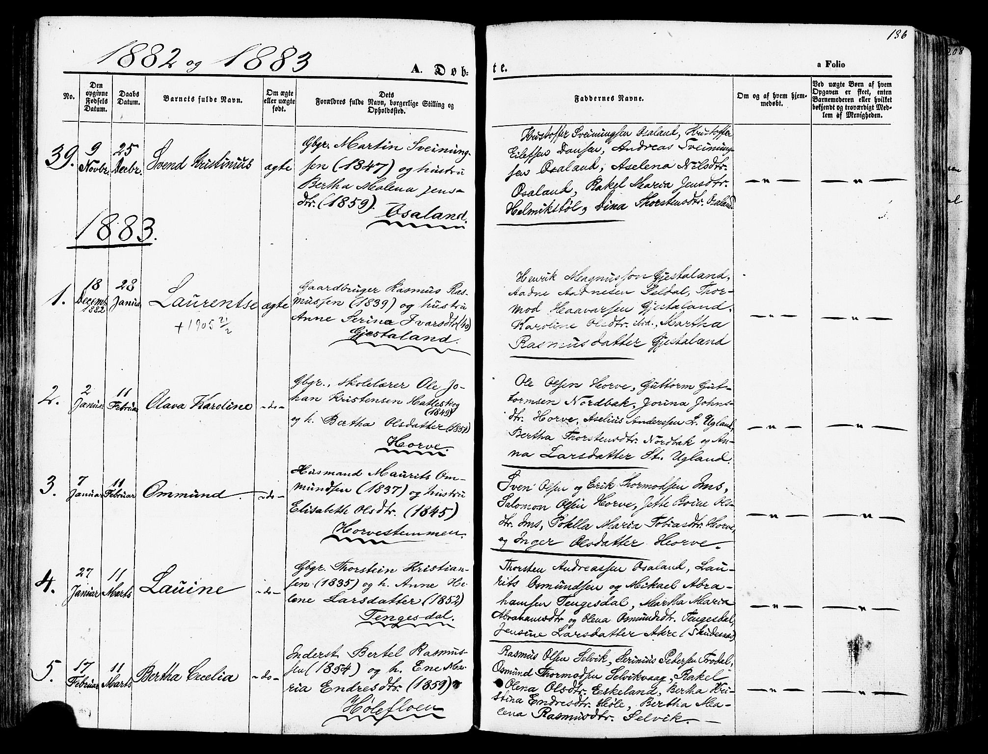 Høgsfjord sokneprestkontor, SAST/A-101624/H/Ha/Haa/L0002: Parish register (official) no. A 2, 1855-1885, p. 136