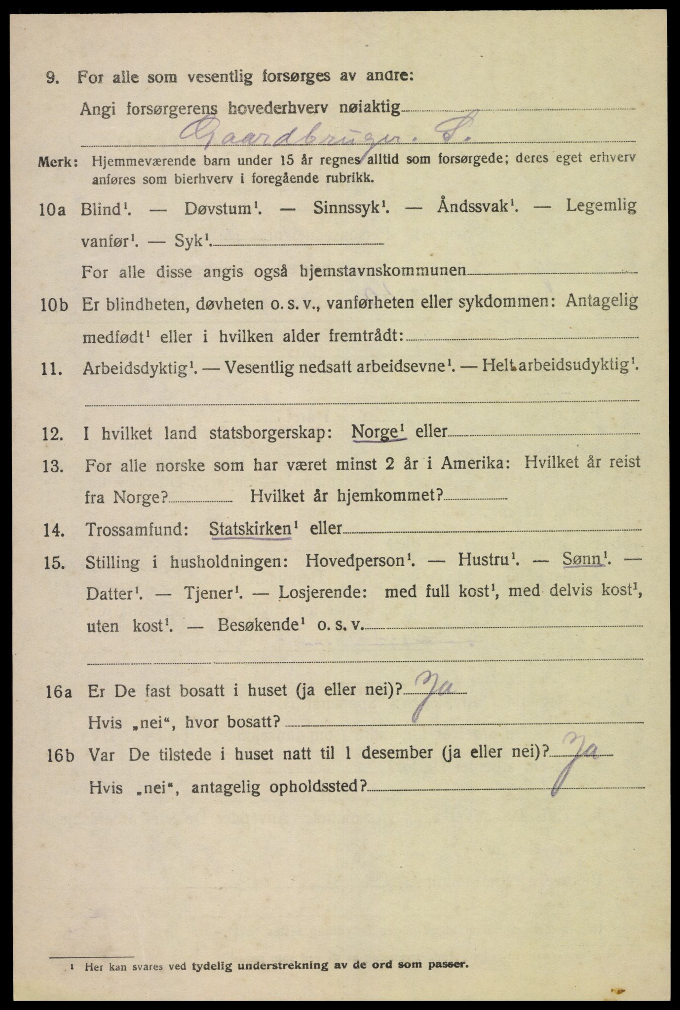 SAK, 1920 census for Fjotland, 1920, p. 1569