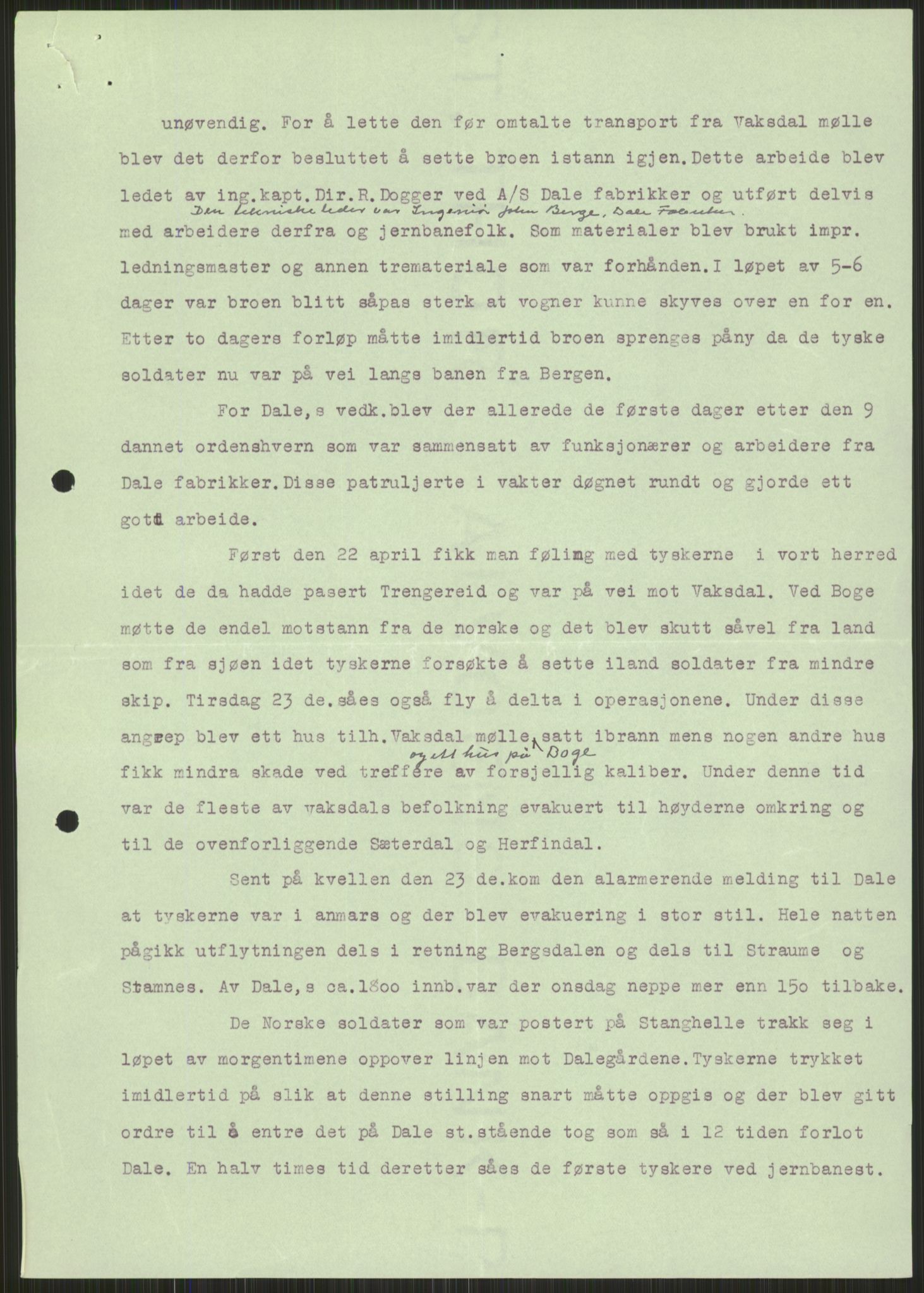 Forsvaret, Forsvarets krigshistoriske avdeling, AV/RA-RAFA-2017/Y/Ya/L0015: II-C-11-31 - Fylkesmenn.  Rapporter om krigsbegivenhetene 1940., 1940, p. 236