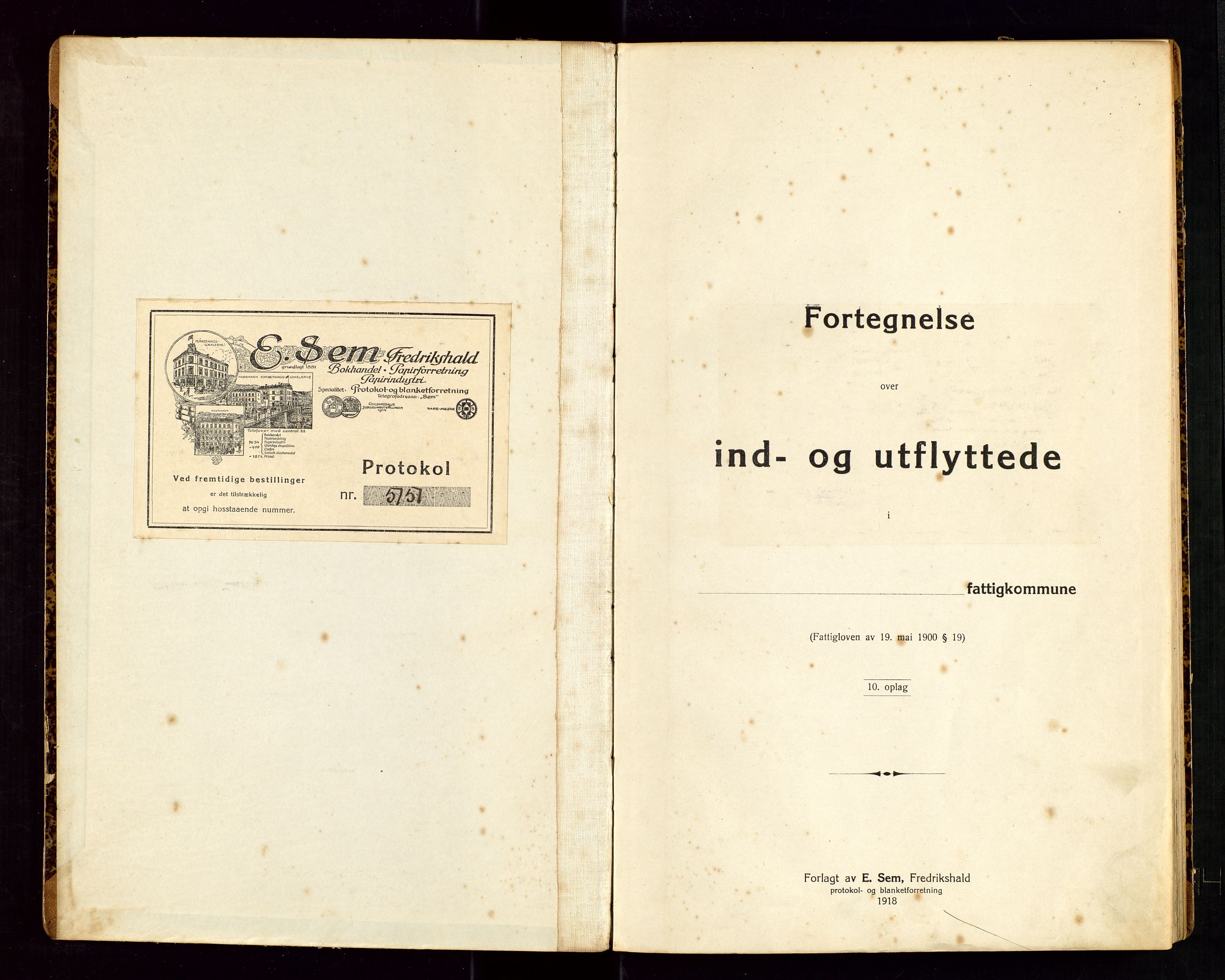 Hå lensmannskontor, SAST/A-100456/Gw/L0002: Protokoll over inn- og utflyttede-Nærbø, 1918-1935, p. 2