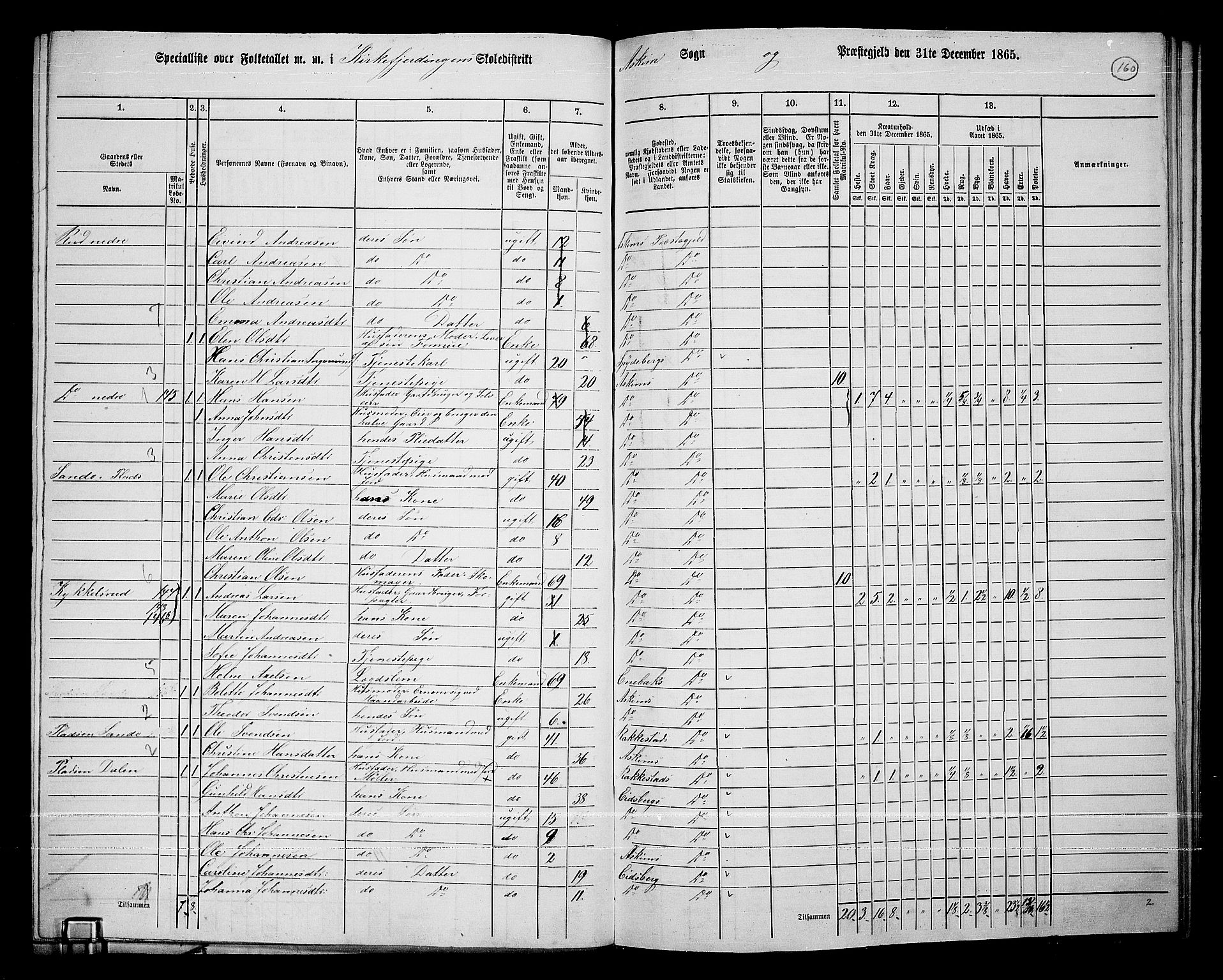 RA, 1865 census for Askim, 1865, p. 23