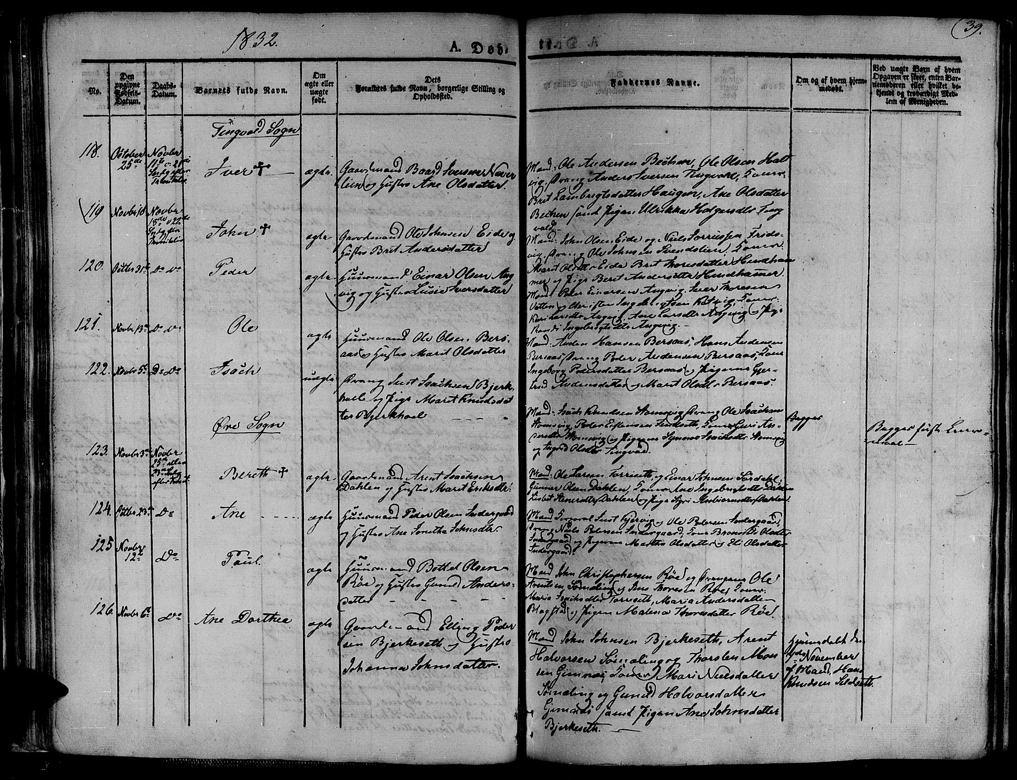 Ministerialprotokoller, klokkerbøker og fødselsregistre - Møre og Romsdal, AV/SAT-A-1454/586/L0983: Parish register (official) no. 586A09, 1829-1843, p. 39