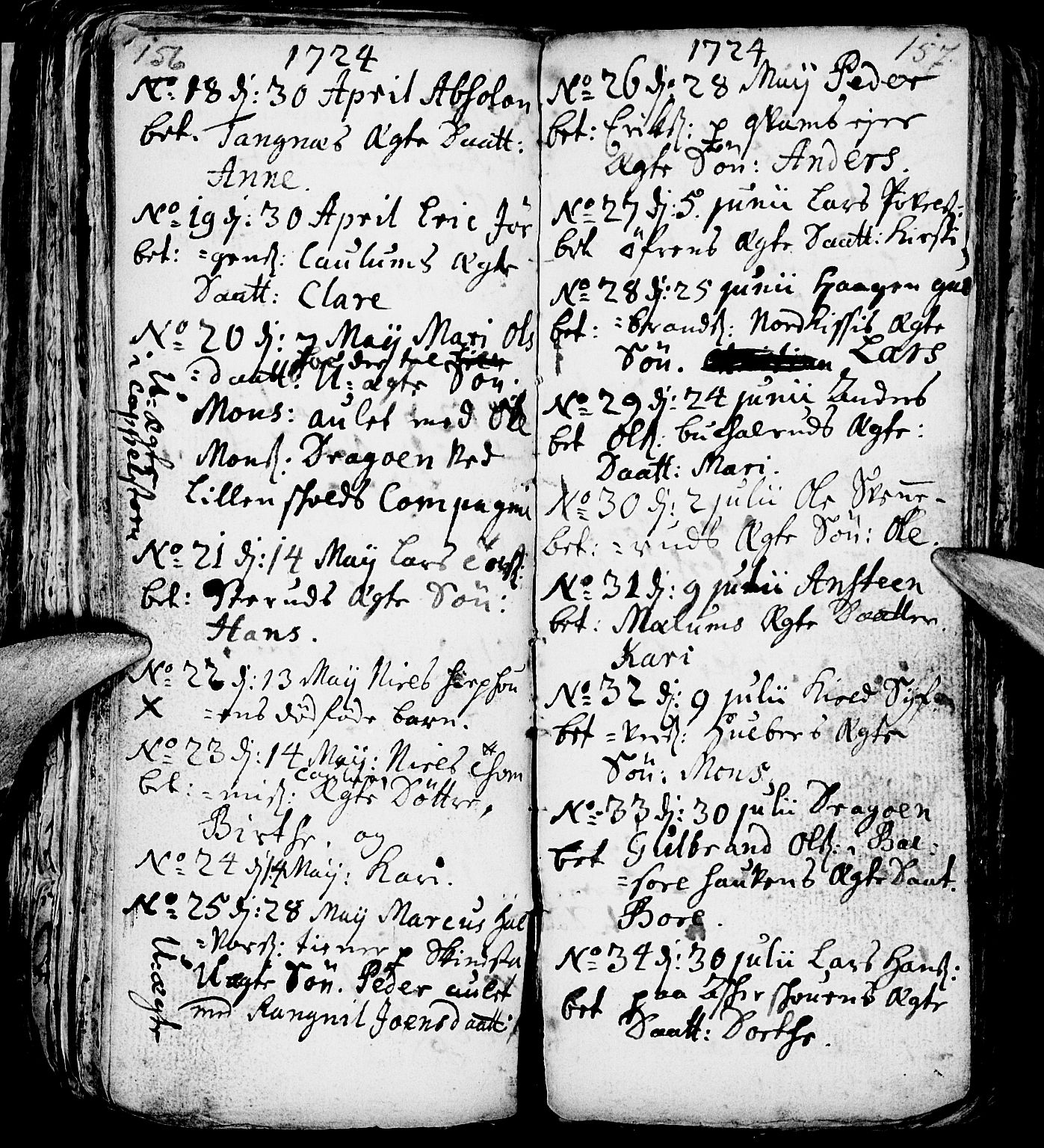 Nes prestekontor, Hedmark, AV/SAH-PREST-020/L/La/L0001: Parish register (copy) no. 1, 1663-1784, p. 156-157