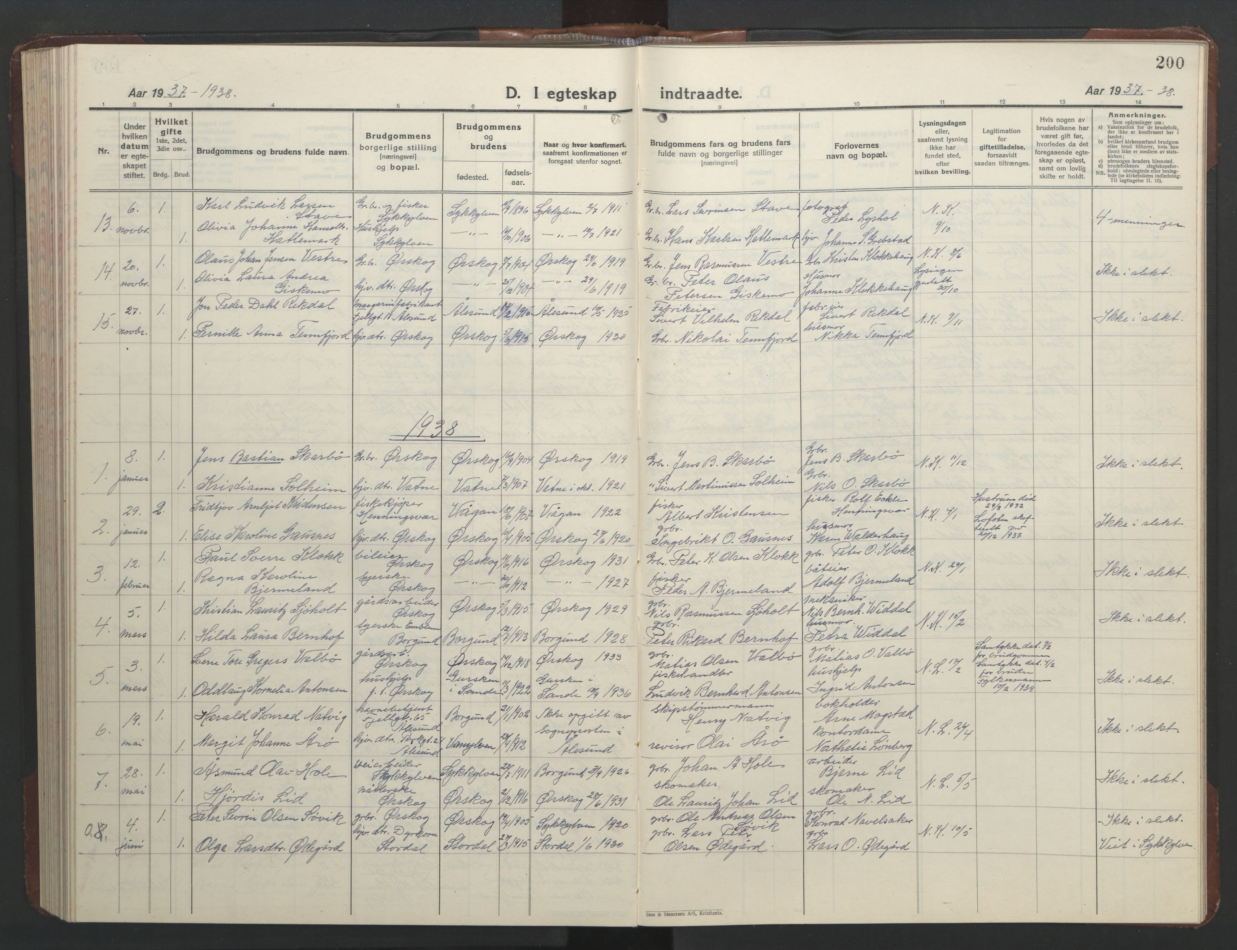 Ministerialprotokoller, klokkerbøker og fødselsregistre - Møre og Romsdal, AV/SAT-A-1454/522/L0329: Parish register (copy) no. 522C08, 1926-1951, p. 200