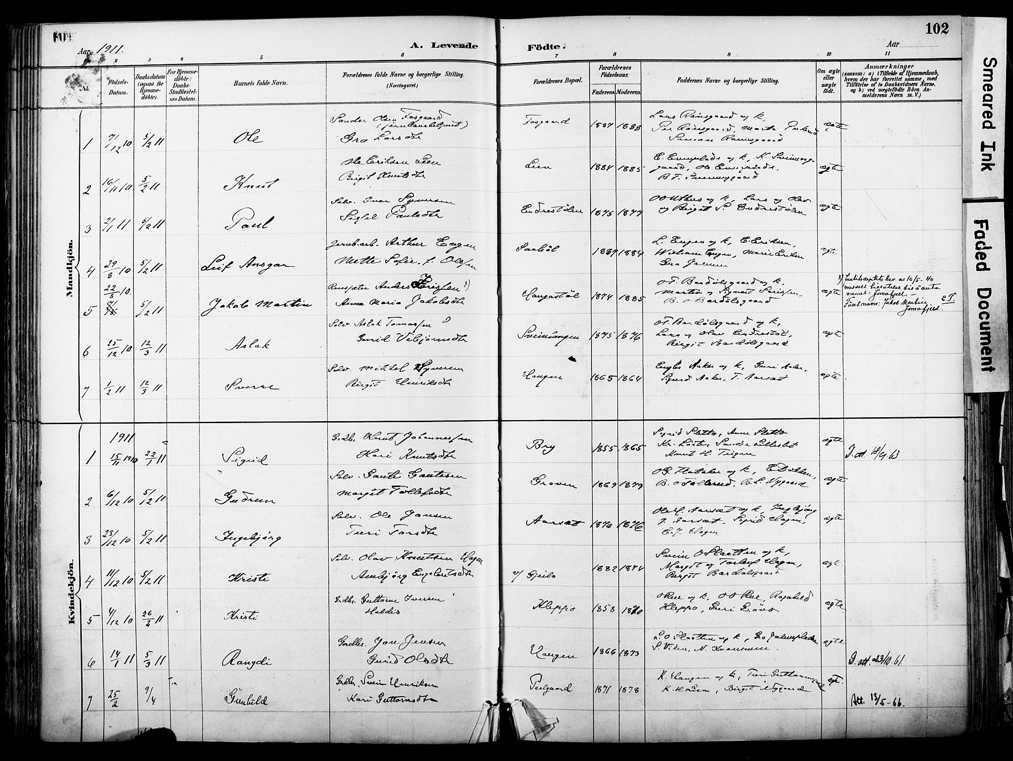 Hol kirkebøker, SAKO/A-227/F/Fa/L0003: Parish register (official) no. I 3, 1887-1918, p. 102