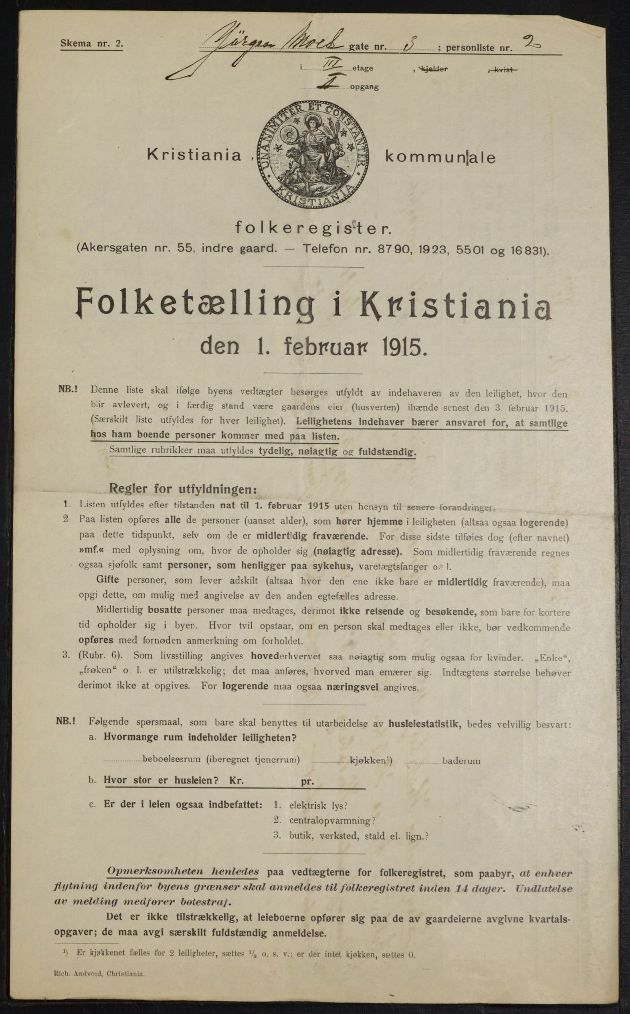 OBA, Municipal Census 1915 for Kristiania, 1915, p. 47259