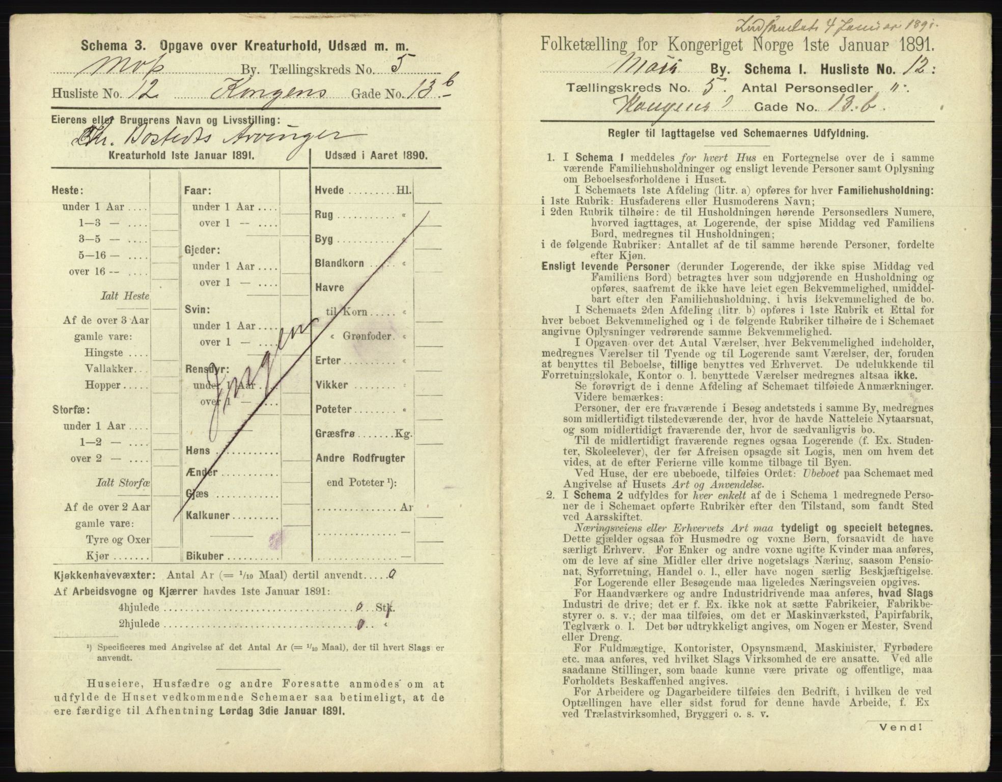 RA, 1891 census for 0104 Moss, 1891, p. 356