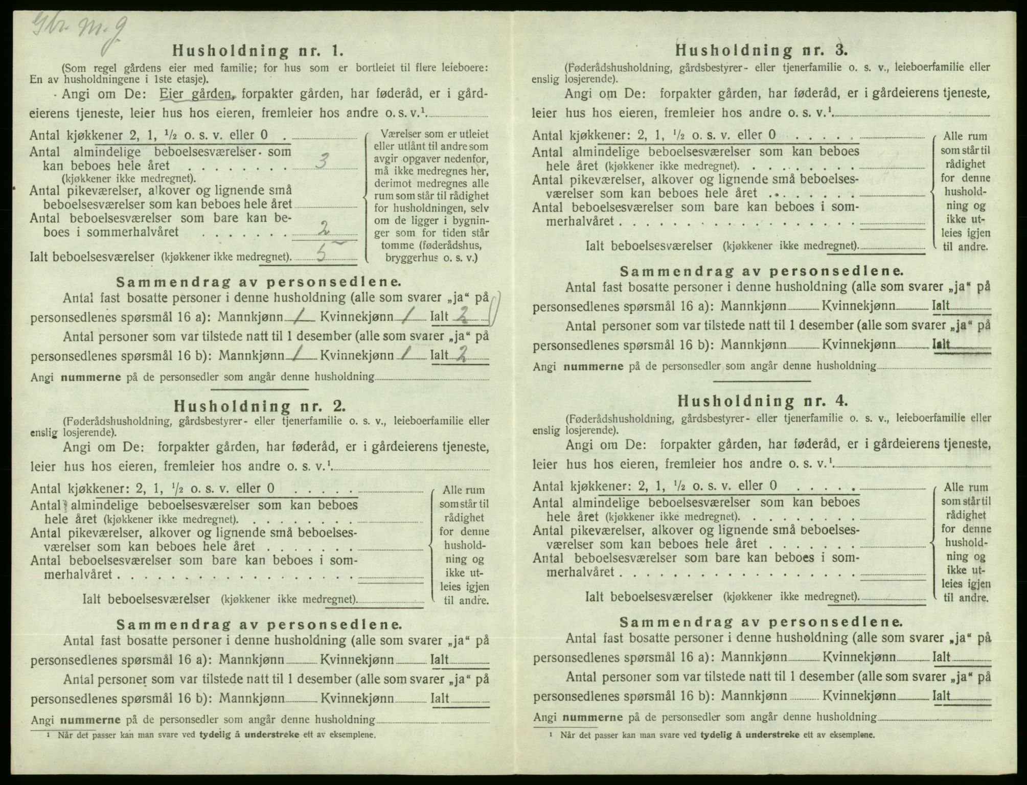 SAB, 1920 census for Fjelberg, 1920, p. 140