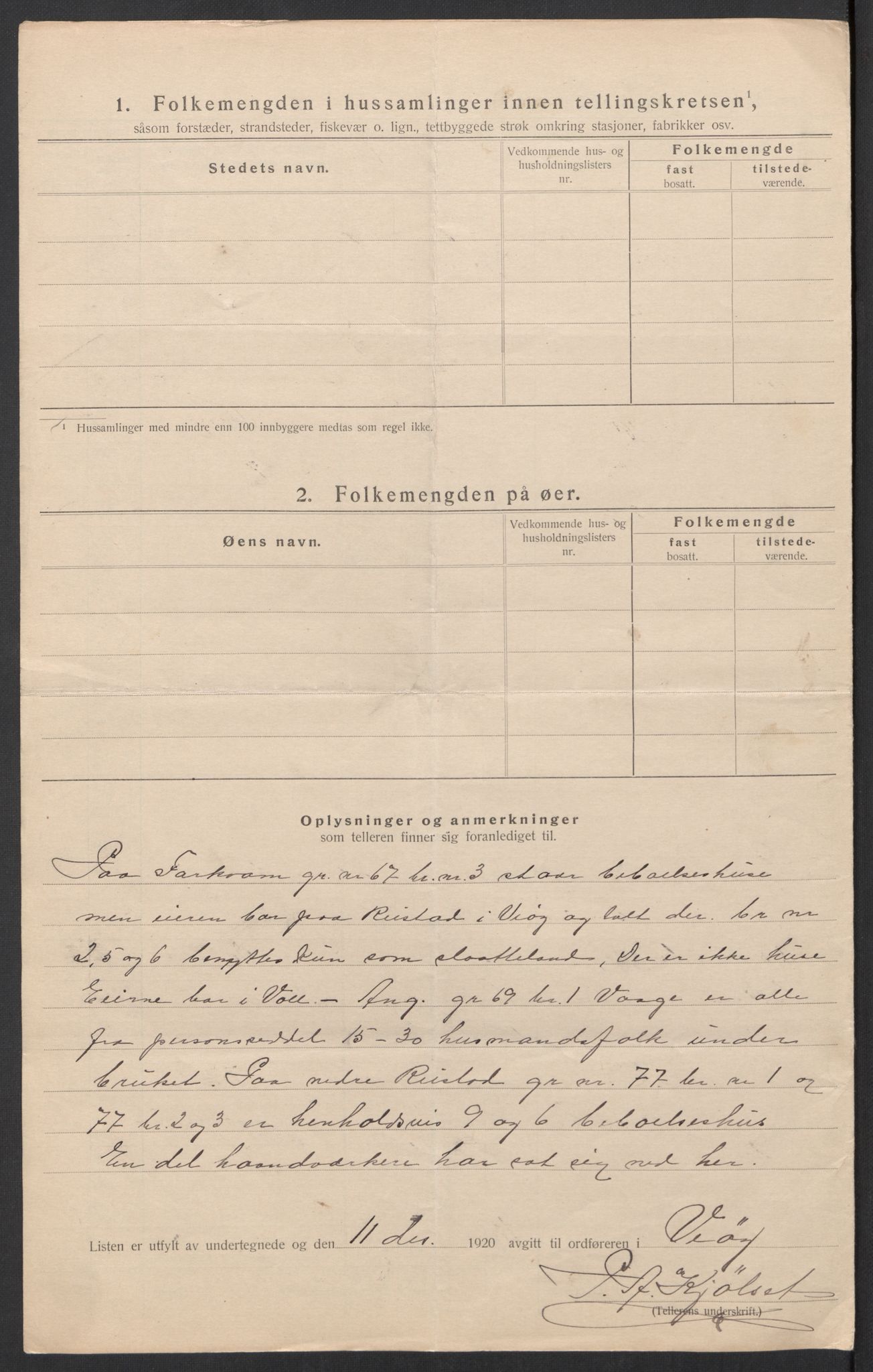 SAT, 1920 census for Veøy, 1920, p. 35