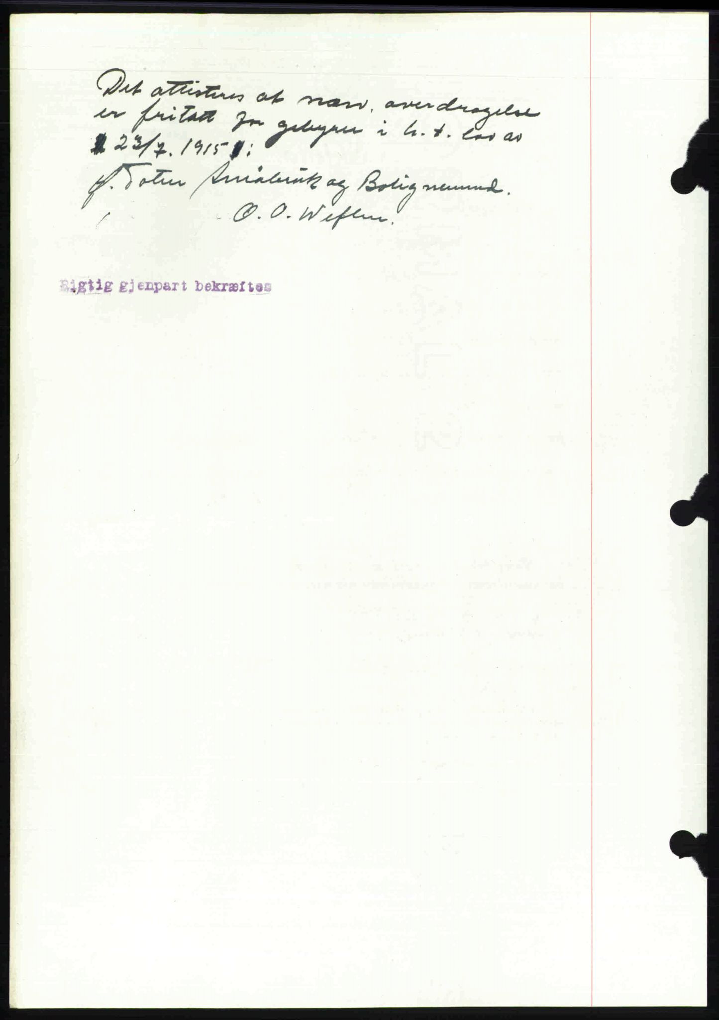 Toten tingrett, SAH/TING-006/H/Hb/Hbc/L0013: Mortgage book no. Hbc-13, 1945-1945, Diary no: : 1277/1945