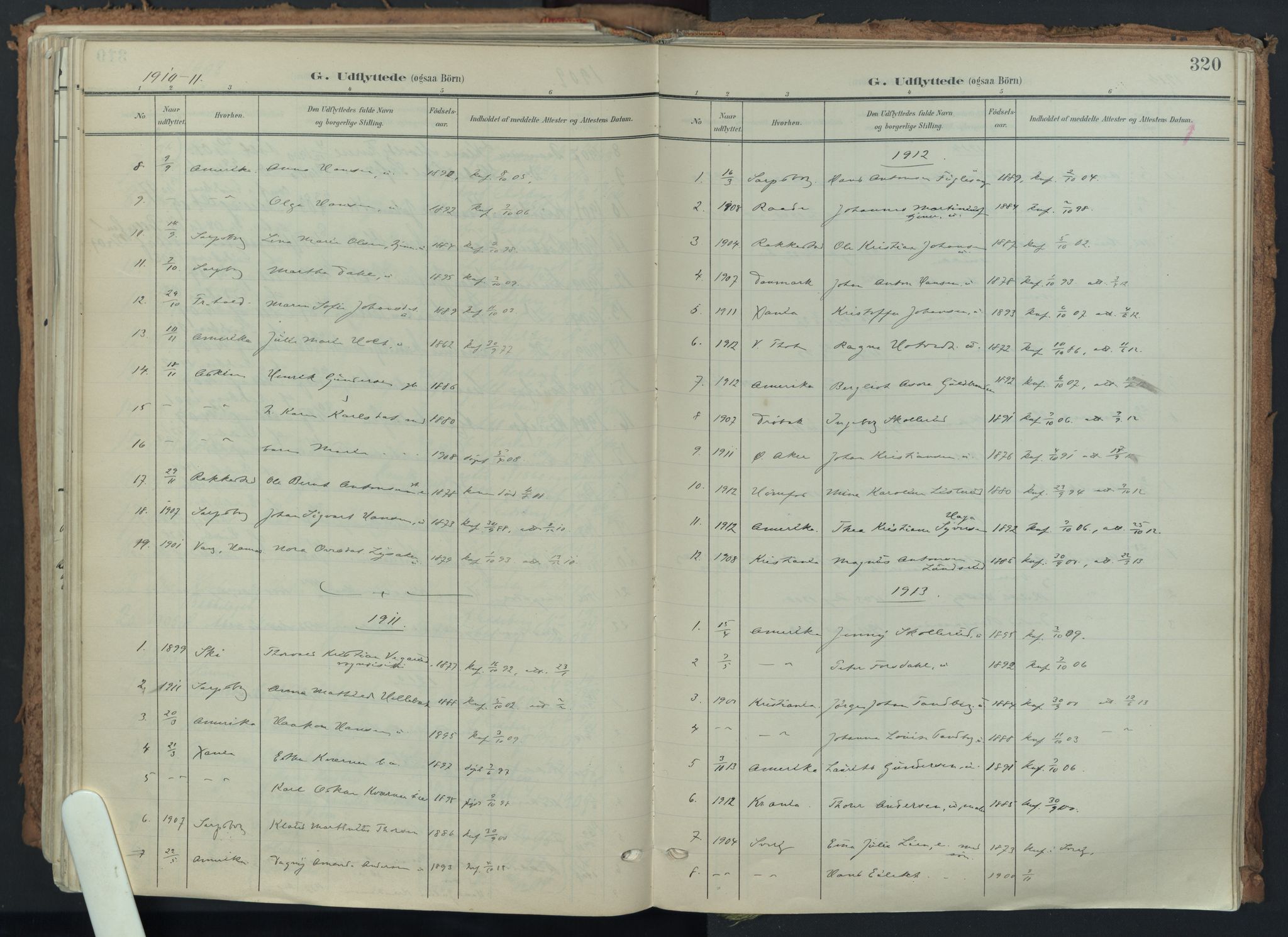 Eidsberg prestekontor Kirkebøker, AV/SAO-A-10905/F/Fa/L0014: Parish register (official) no. I 14, 1902-1919, p. 320