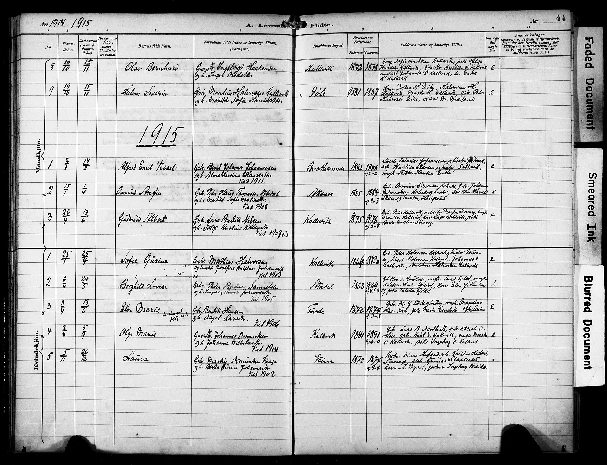 Avaldsnes sokneprestkontor, SAST/A -101851/H/Ha/Haa/L0016: Parish register (official) no. A 16, 1893-1918, p. 44