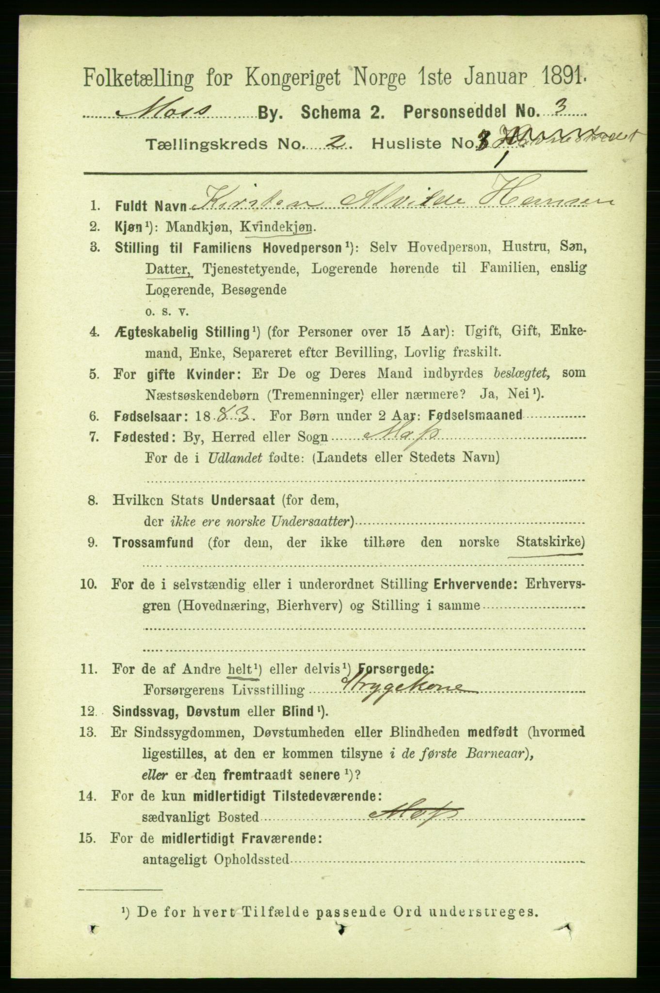 RA, 1891 census for 0104 Moss, 1891, p. 2014