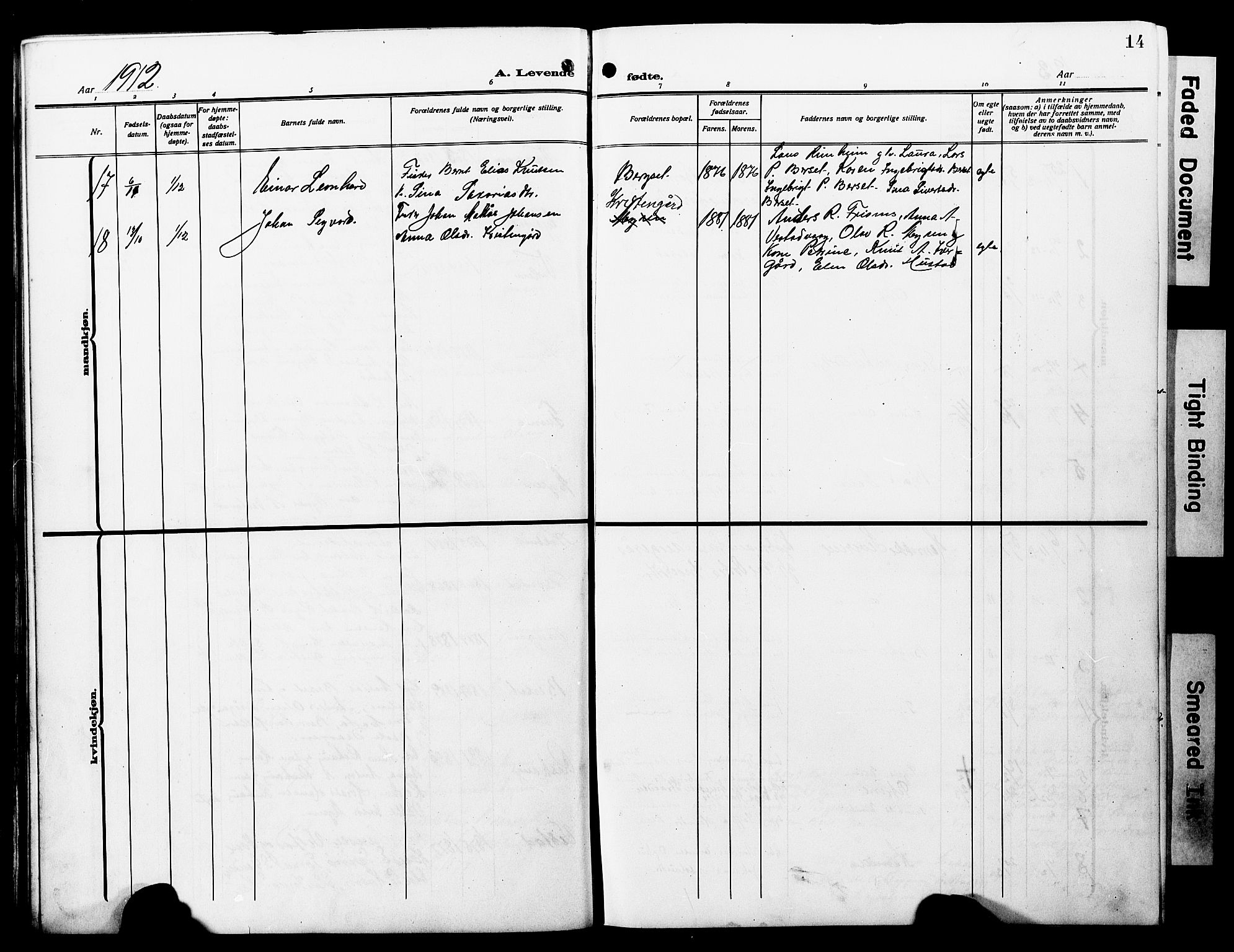 Ministerialprotokoller, klokkerbøker og fødselsregistre - Møre og Romsdal, SAT/A-1454/566/L0774: Parish register (copy) no. 566C03, 1910-1929, p. 14