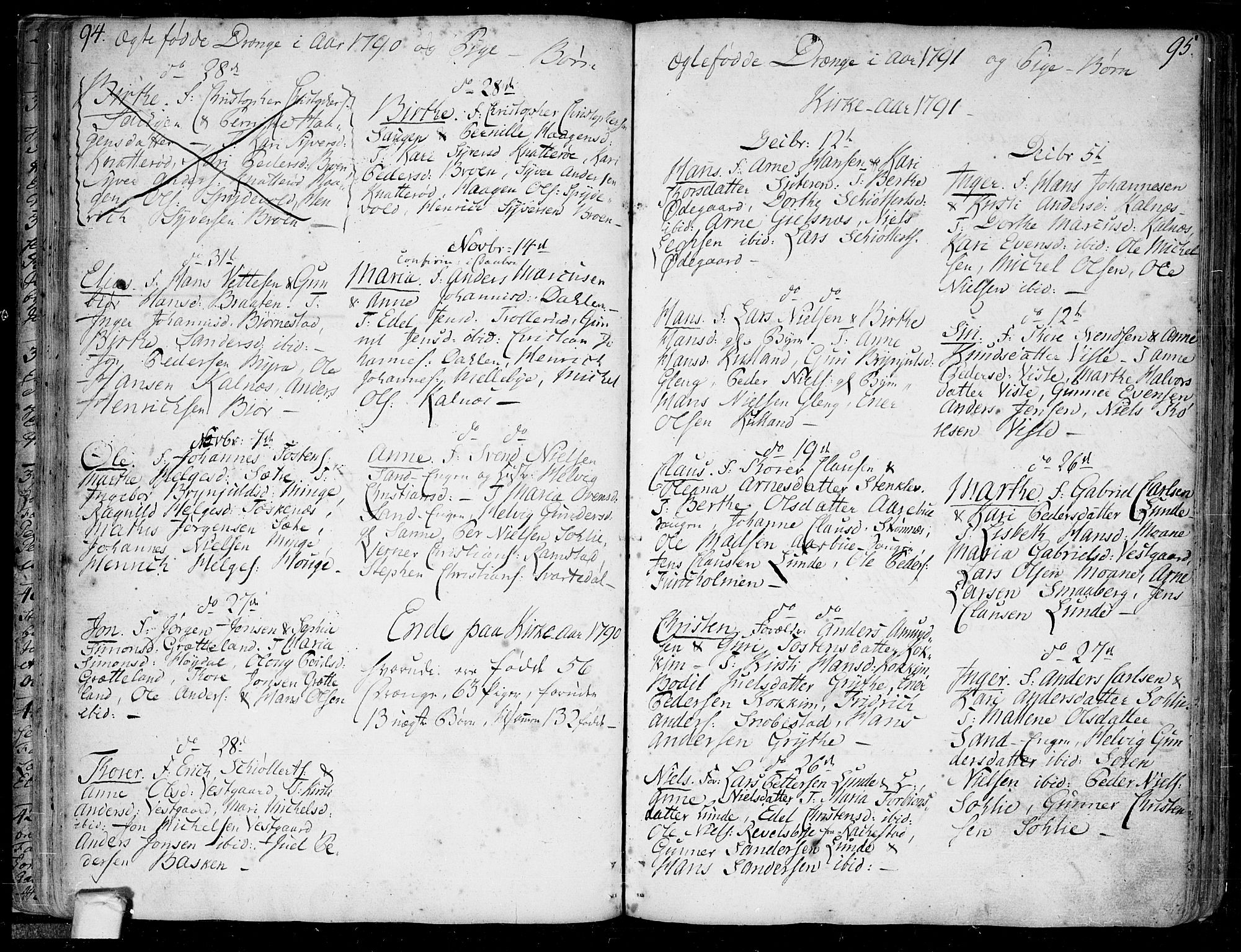 Tune prestekontor Kirkebøker, AV/SAO-A-2007/F/Fa/L0003: Parish register (official) no. 3, 1781-1796, p. 94-95