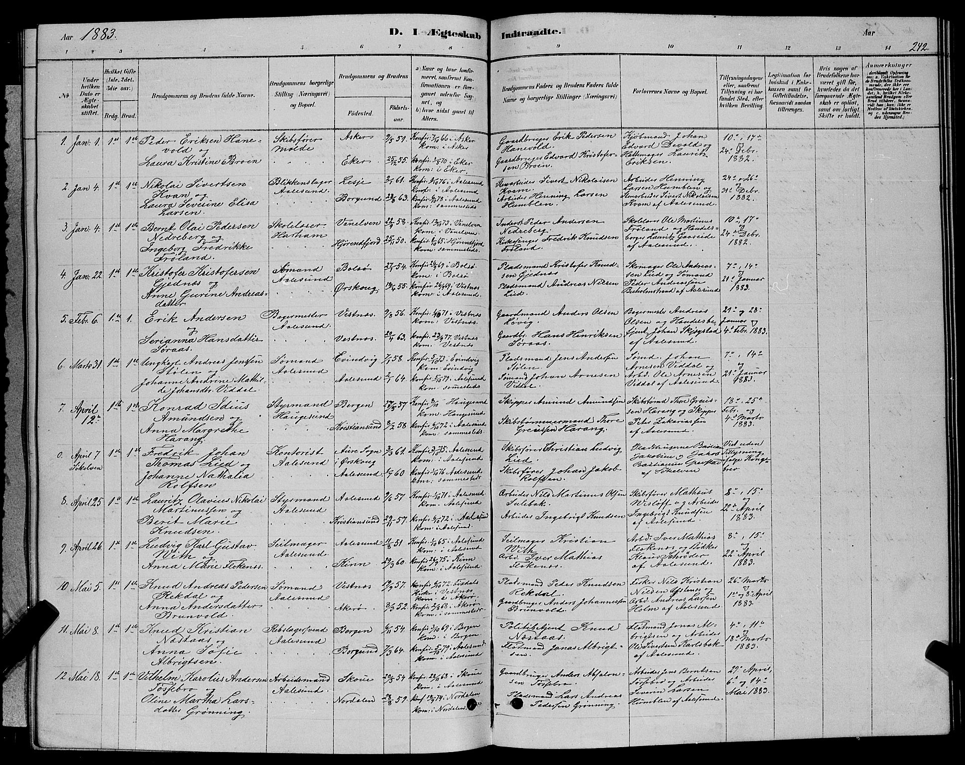 Ministerialprotokoller, klokkerbøker og fødselsregistre - Møre og Romsdal, SAT/A-1454/529/L0466: Parish register (copy) no. 529C03, 1878-1888, p. 242