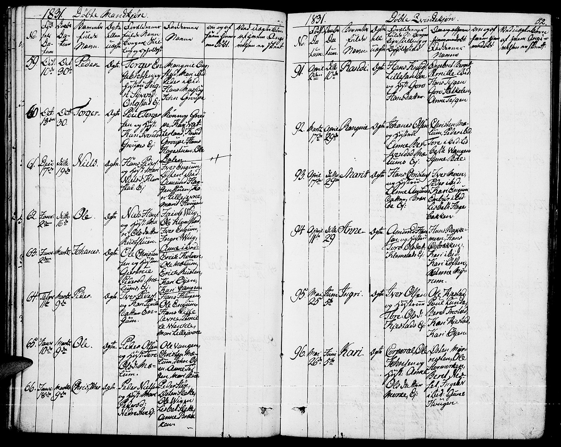 Fron prestekontor, AV/SAH-PREST-078/H/Ha/Haa/L0003: Parish register (official) no. 3, 1828-1838, p. 52