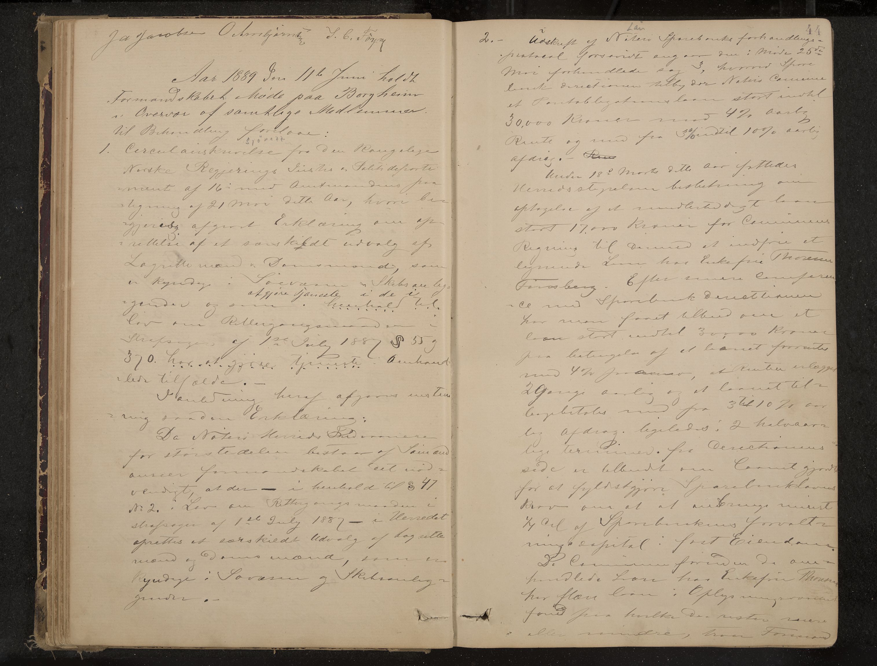 Nøtterøy formannskap og sentraladministrasjon, IKAK/0722021-1/A/Aa/L0004: Møtebok, 1887-1896, p. 44