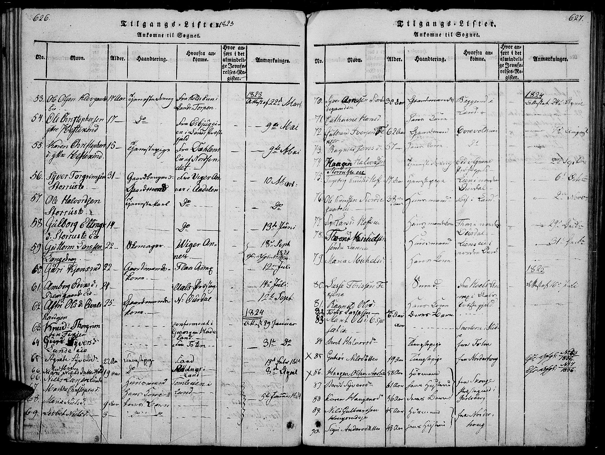Sør-Aurdal prestekontor, SAH/PREST-128/H/Ha/Haa/L0002: Parish register (official) no. 2, 1815-1840, p. 626-627