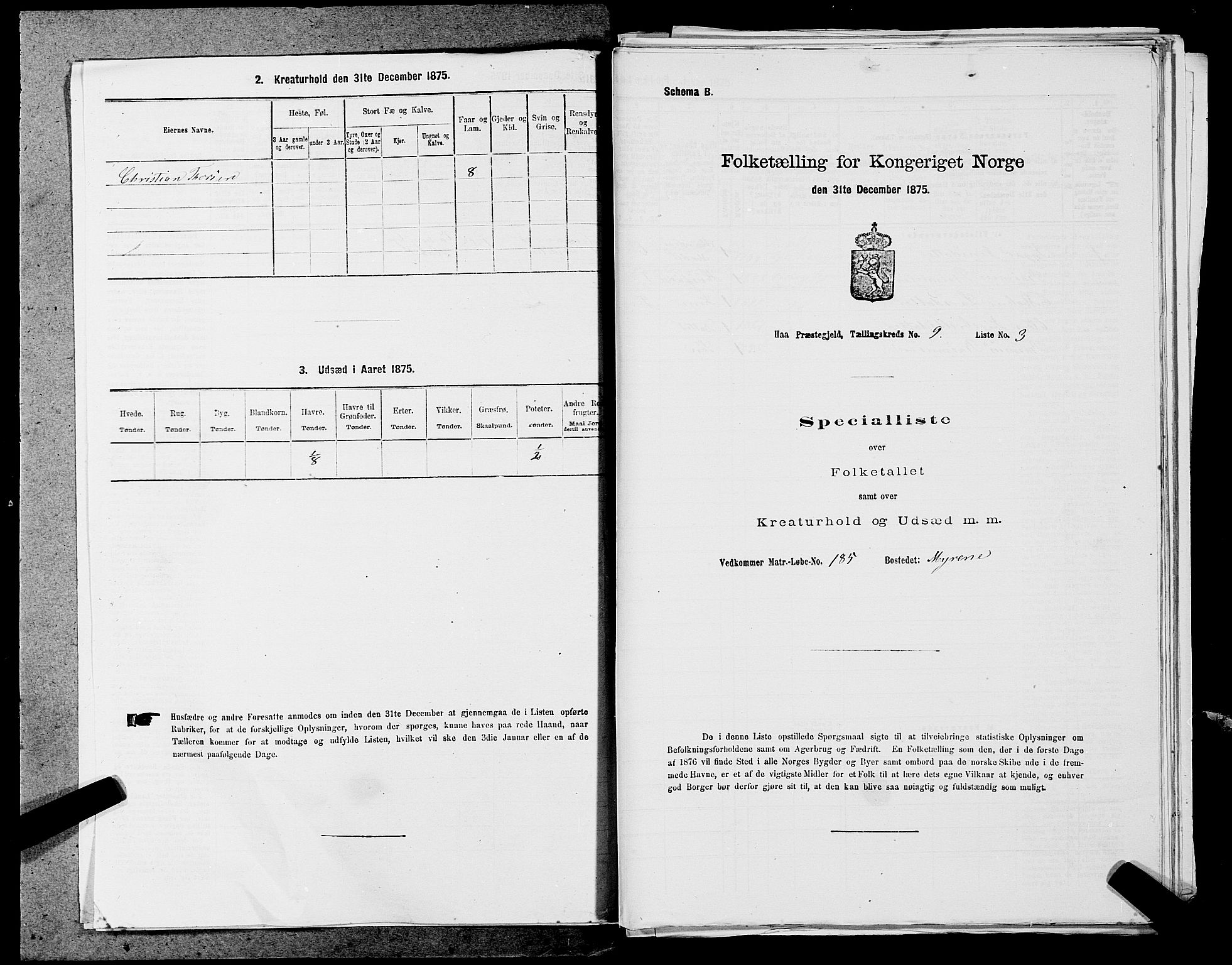 SAST, 1875 census for 1119P Hå, 1875, p. 960
