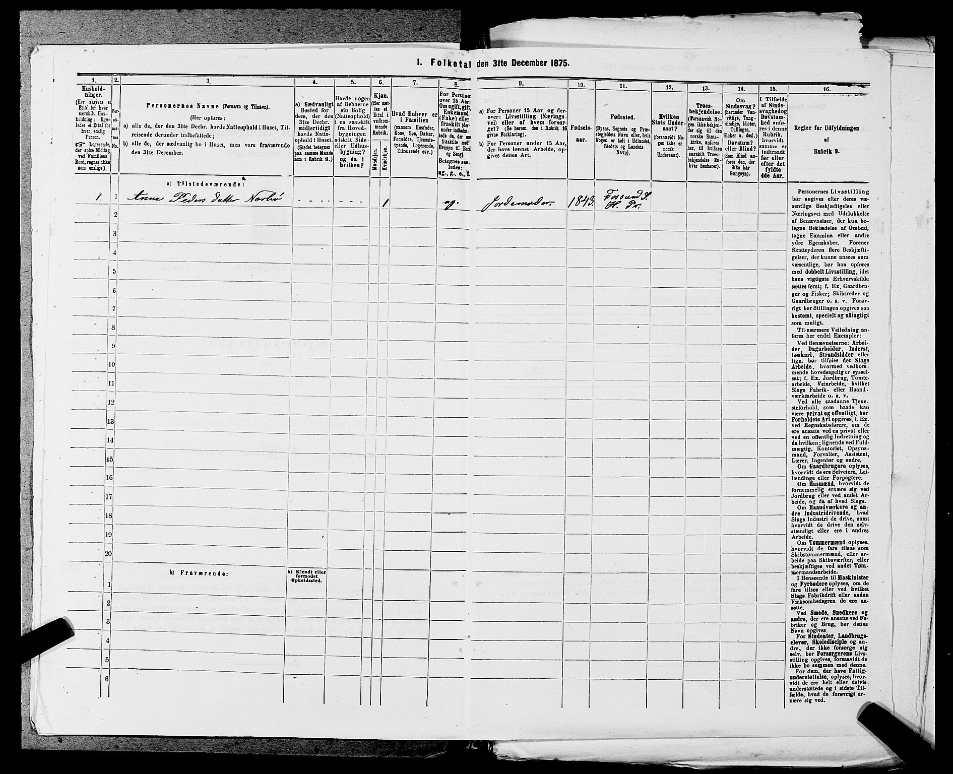 SAST, 1875 census for 1128P Høgsfjord, 1875, p. 420