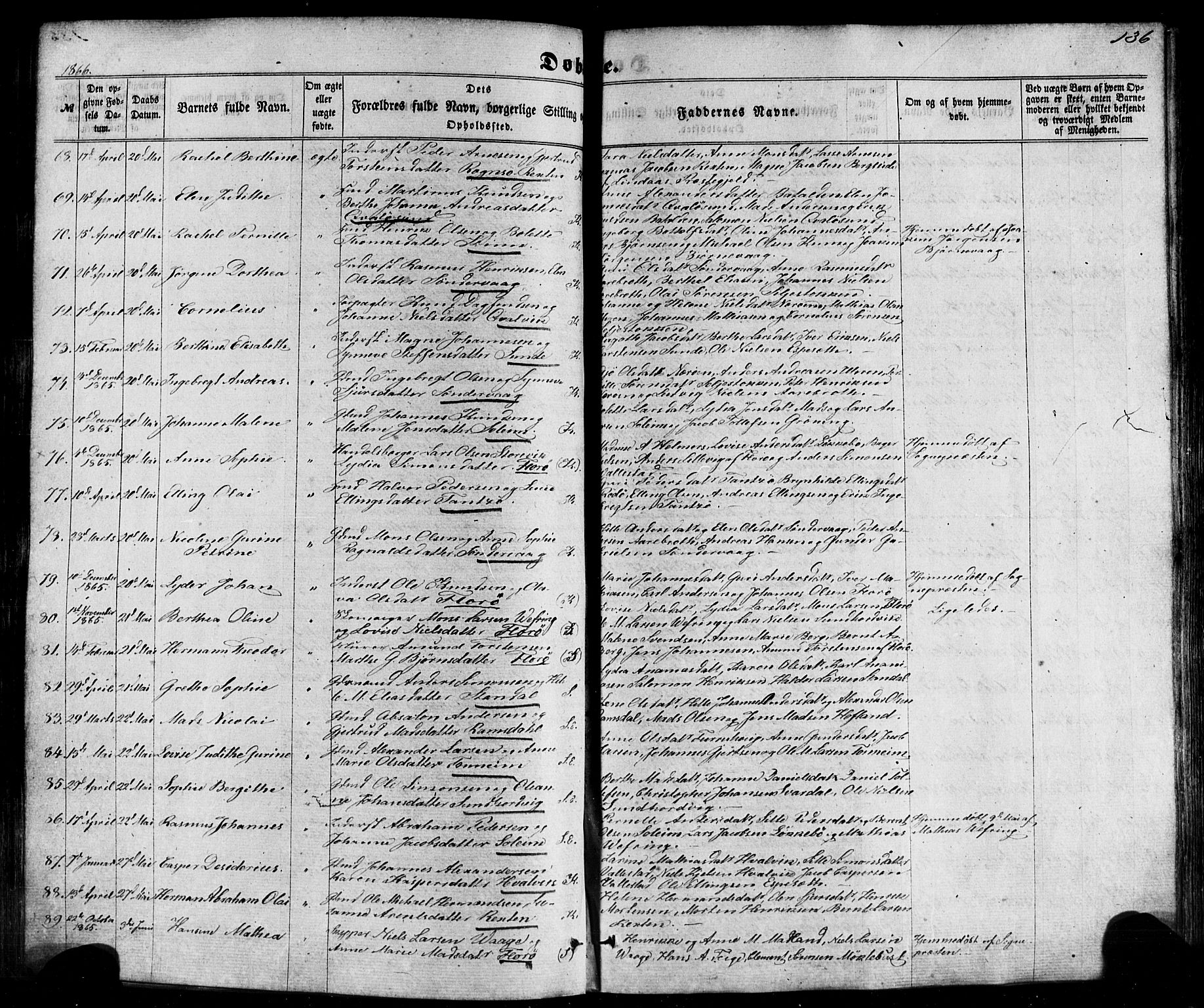Kinn sokneprestembete, SAB/A-80801/H/Haa/Haaa/L0006: Parish register (official) no. A 6, 1857-1885, p. 136
