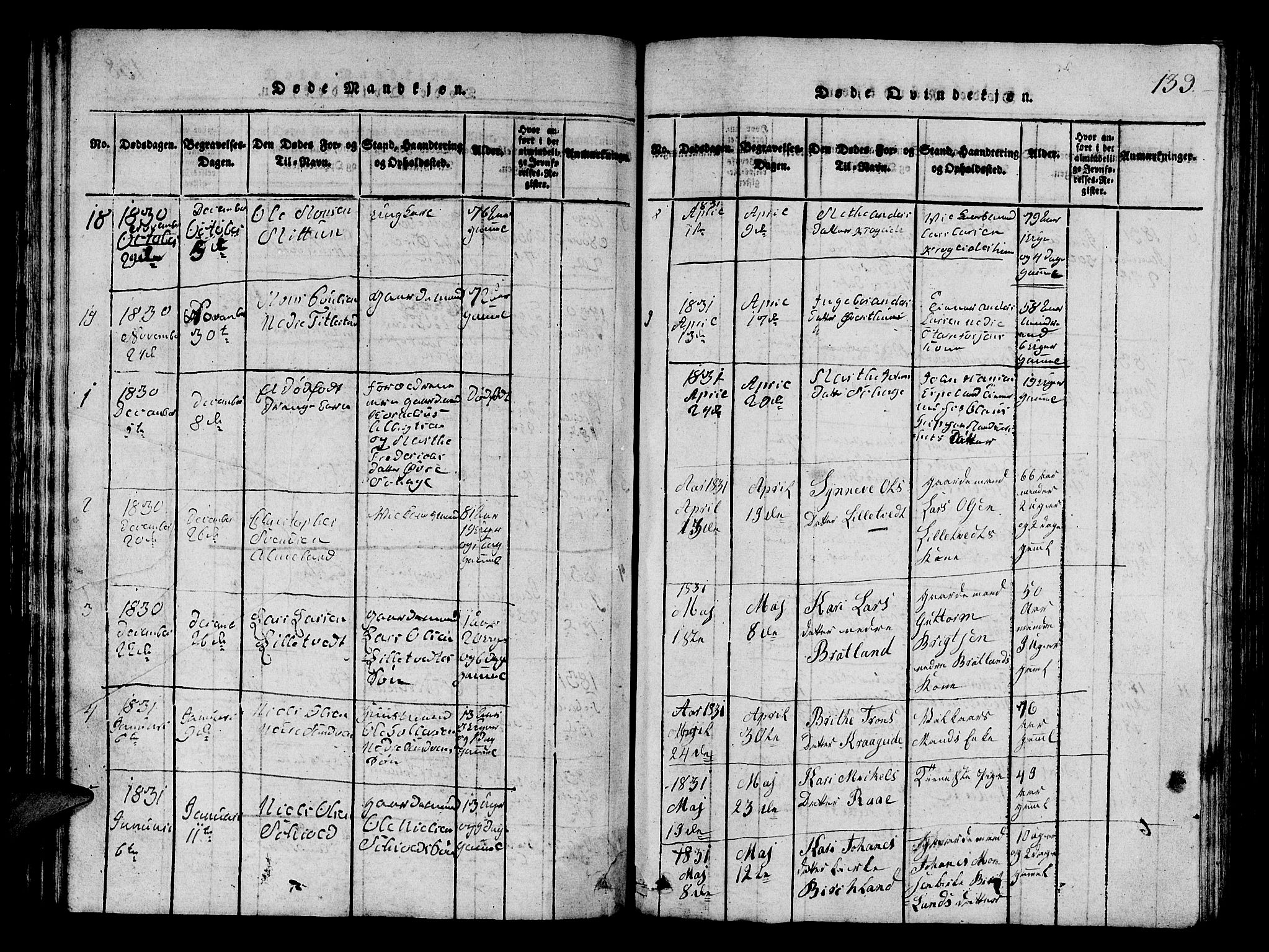 Fana Sokneprestembete, AV/SAB-A-75101/H/Hab/Haba/L0001: Parish register (copy) no. A 1, 1816-1836, p. 139