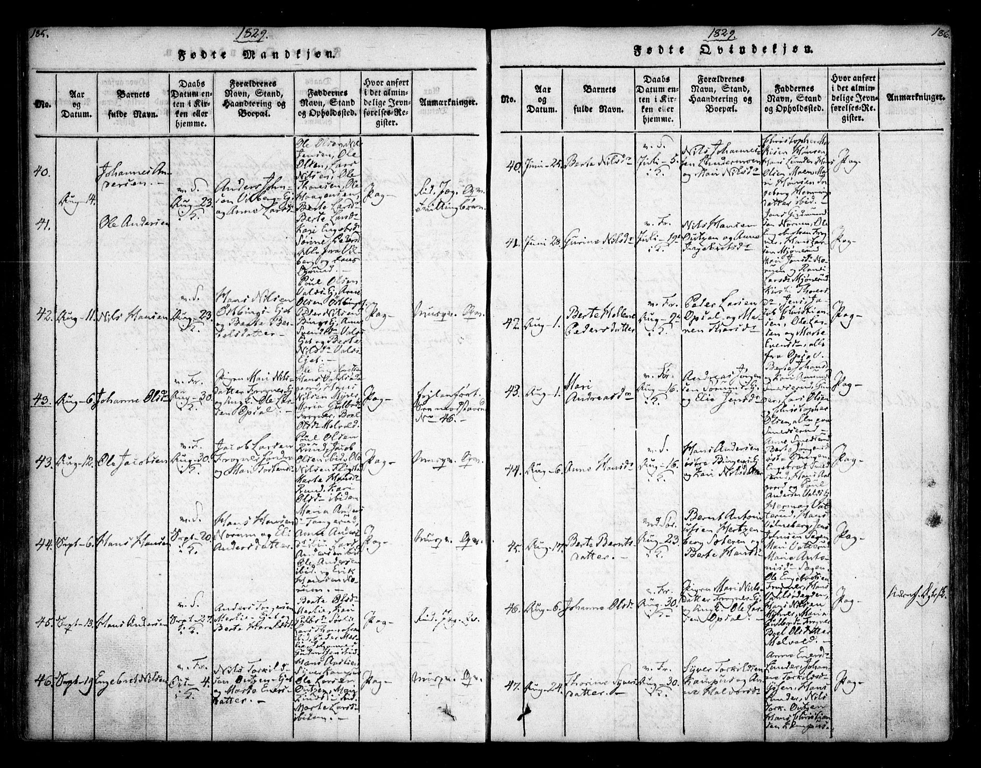 Sørum prestekontor Kirkebøker, AV/SAO-A-10303/F/Fa/L0003: Parish register (official) no. I 3, 1814-1829, p. 185-186