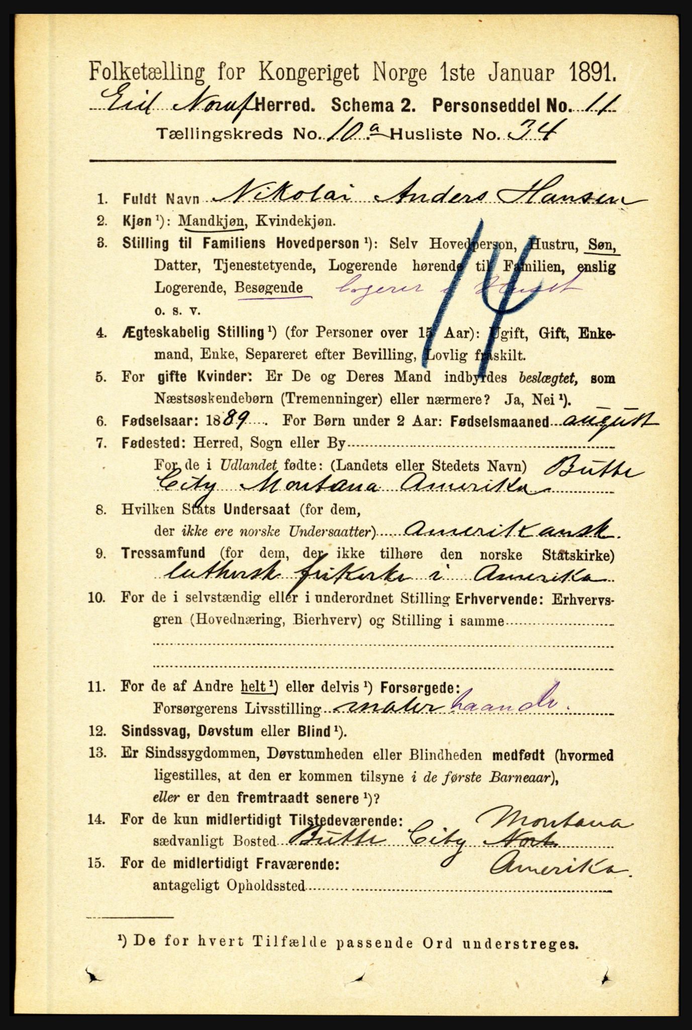 RA, 1891 census for 1443 Eid, 1891, p. 3009