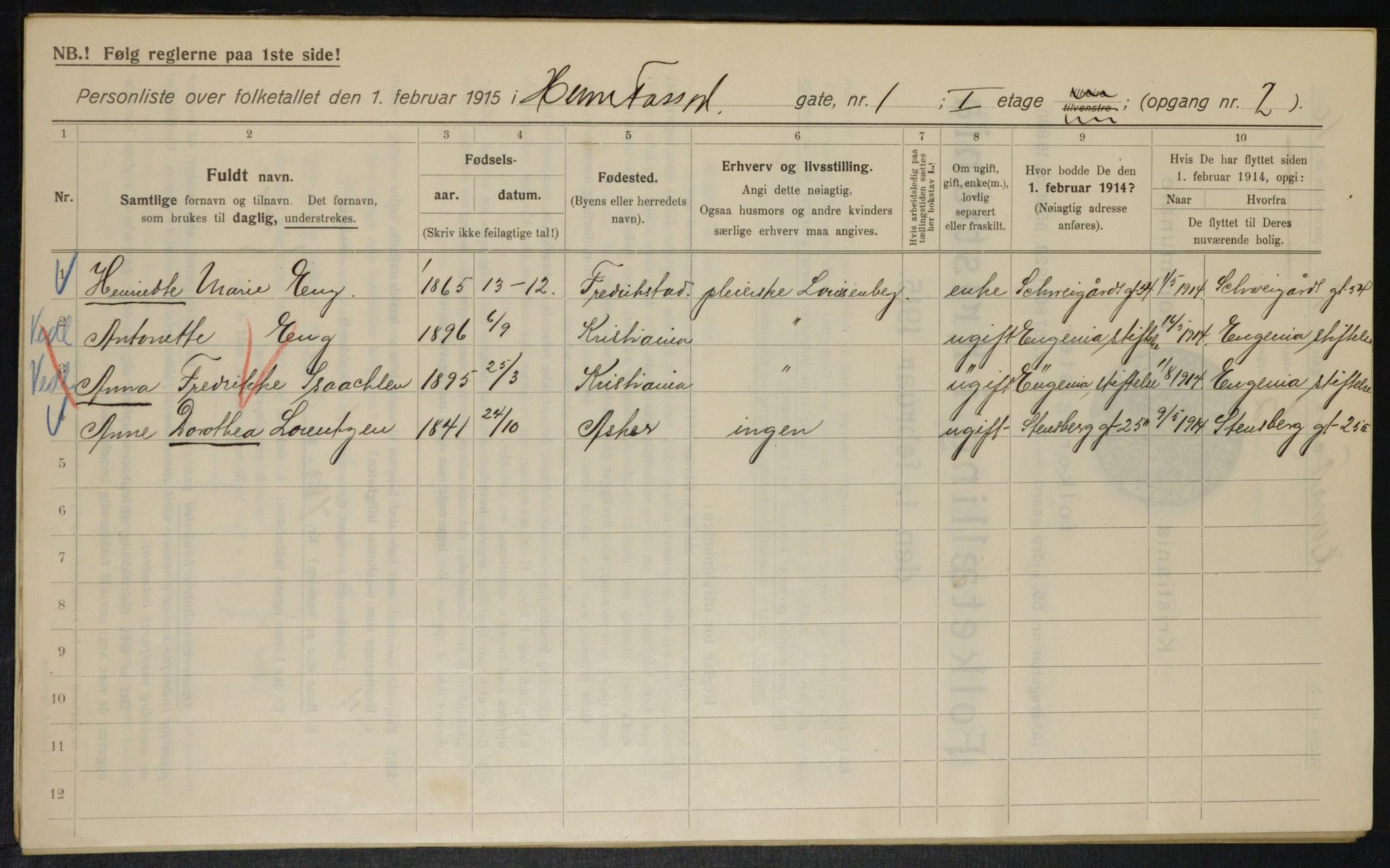 OBA, Municipal Census 1915 for Kristiania, 1915, p. 38141