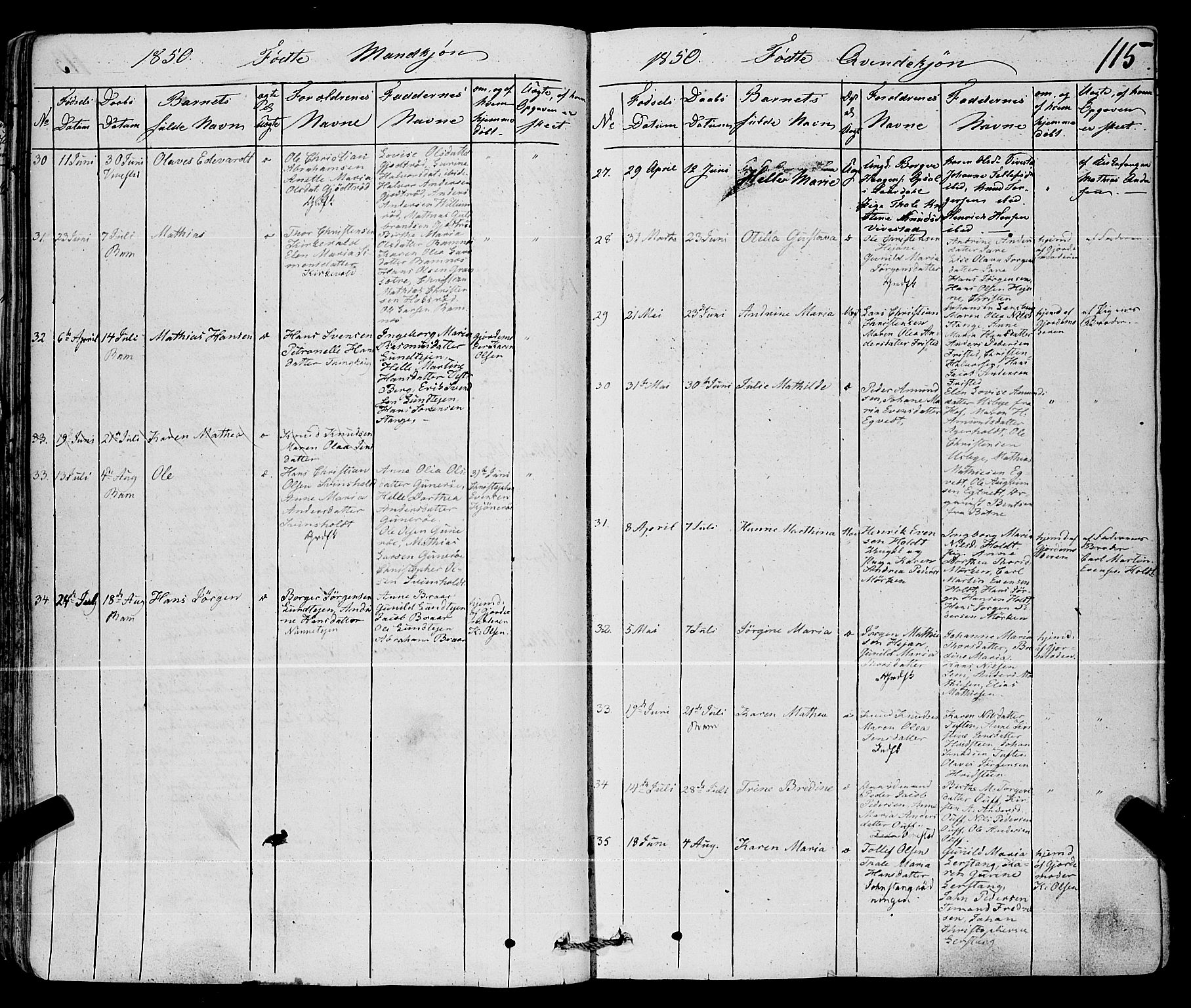 Ramnes kirkebøker, AV/SAKO-A-314/F/Fa/L0005: Parish register (official) no. I 5, 1841-1861, p. 114-115