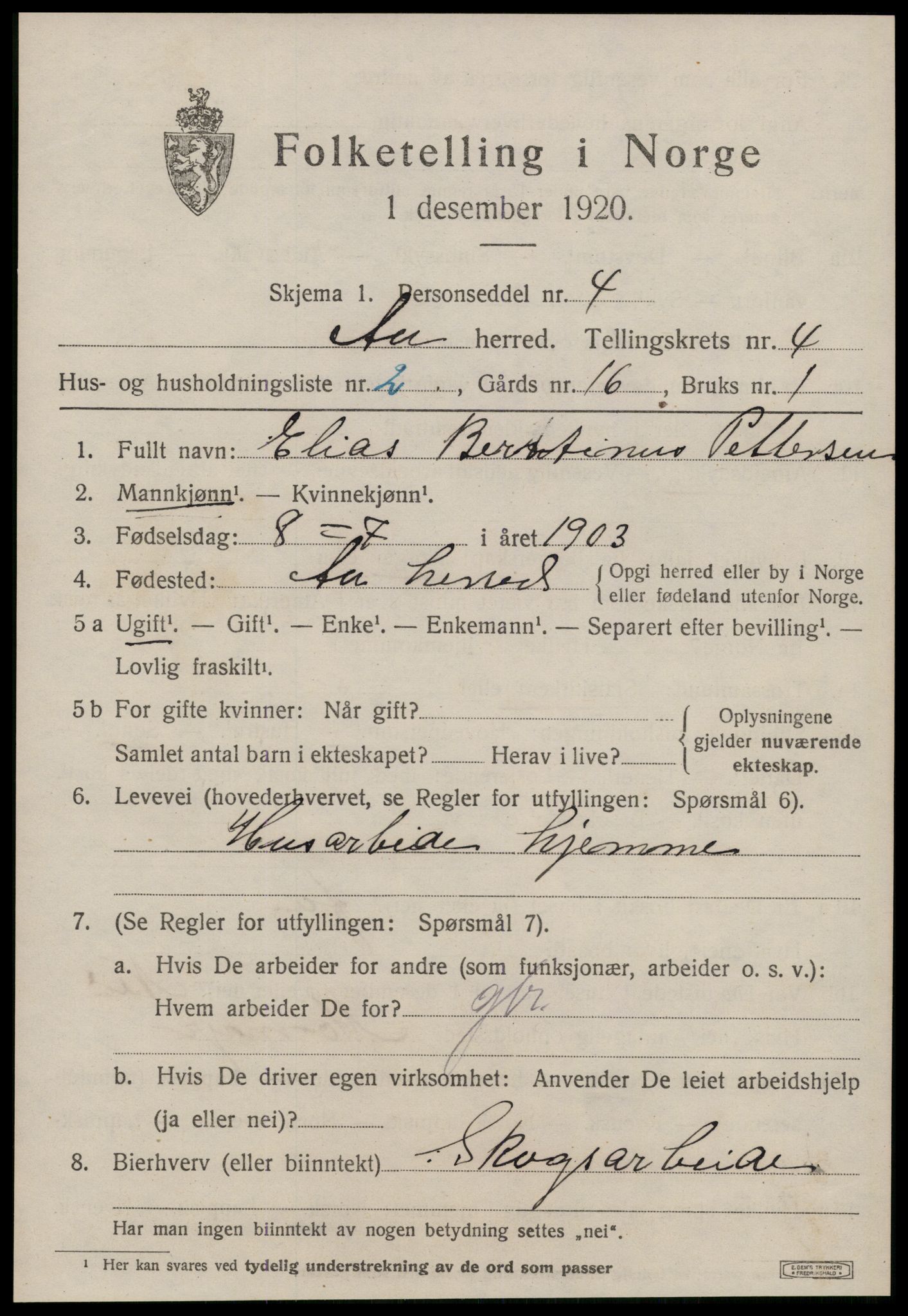 SAT, 1920 census for Å, 1920, p. 2084