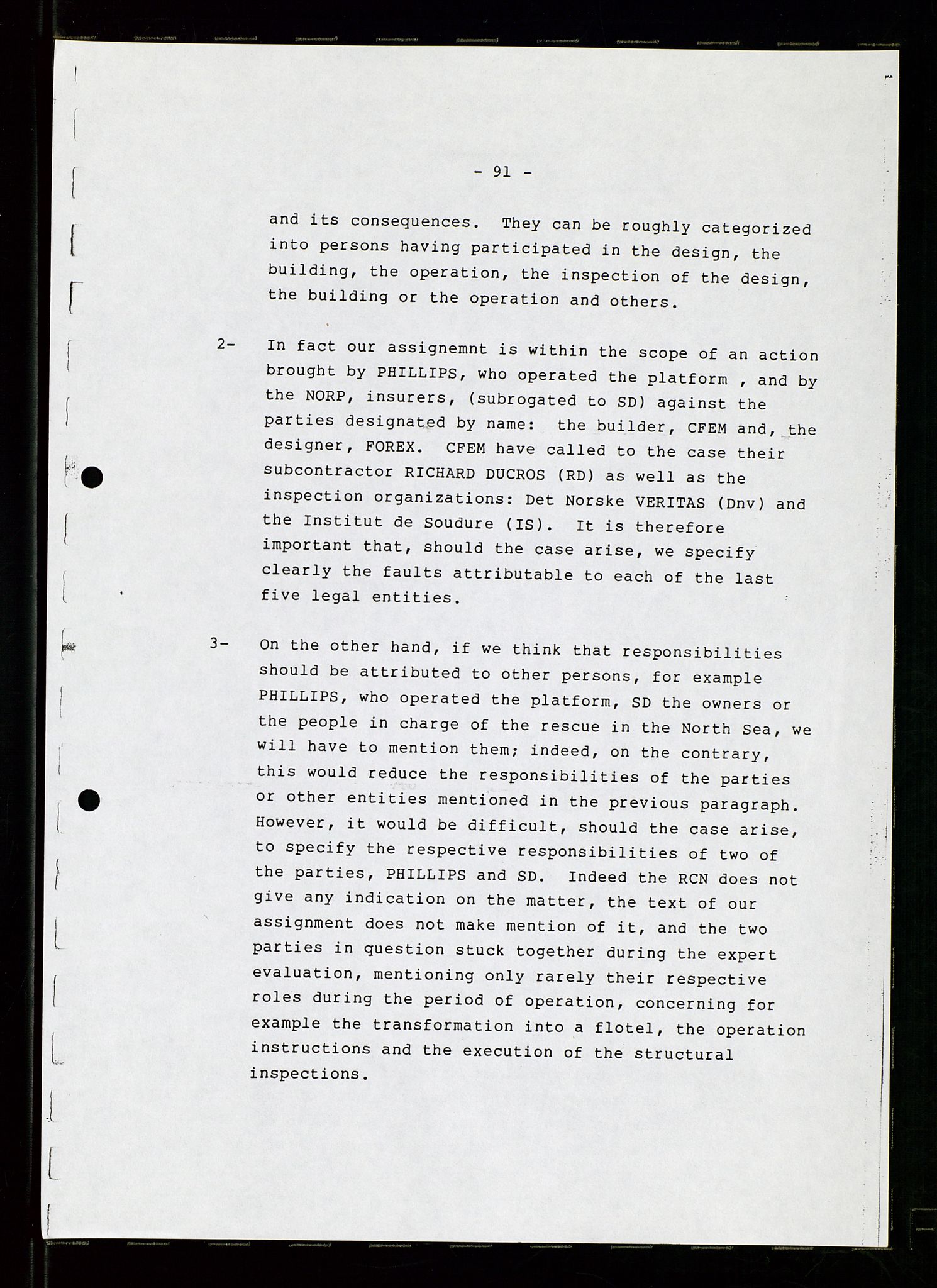 Pa 1503 - Stavanger Drilling AS, AV/SAST-A-101906/Da/L0007: Alexander L. Kielland - Rettssak i Paris, 1982-1988, p. 91